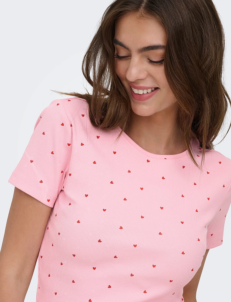ONLY - ONLFENJA S/S AOP TOP JRS NOOS - t-shirts - romance rose - 5