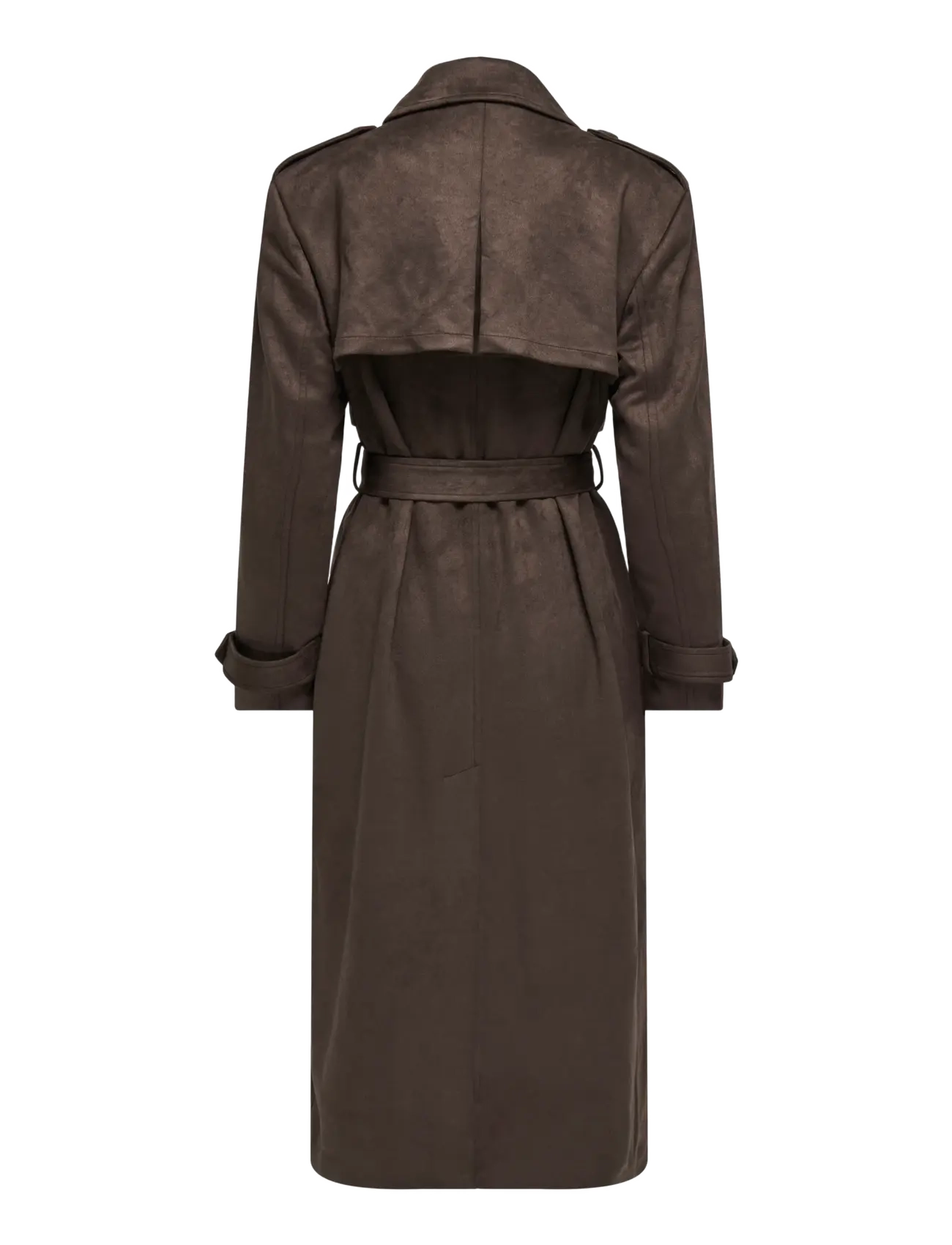 ONLY - ONLINA LONG FAUX SUEDE TRENCHCOAT PNT - chocolate brown - 2