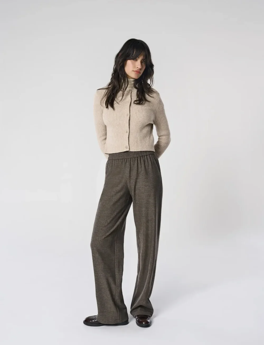 ONLY - ONLDELL MW WIDE PULL-UP PANT TLR NOOS - raka byxor - black - 0