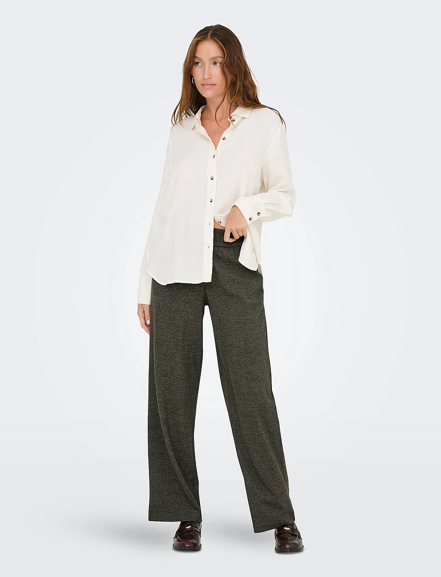 ONLY - ONLDELL MW WIDE PULL-UP PANT TLR NOOS - straight leg hosen - black - 4