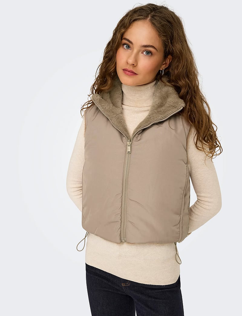 ONLY - ONLDANA FAUX FUR REV.WAISTCOAT OTW CC - efterårsjakker - silver mink - 5