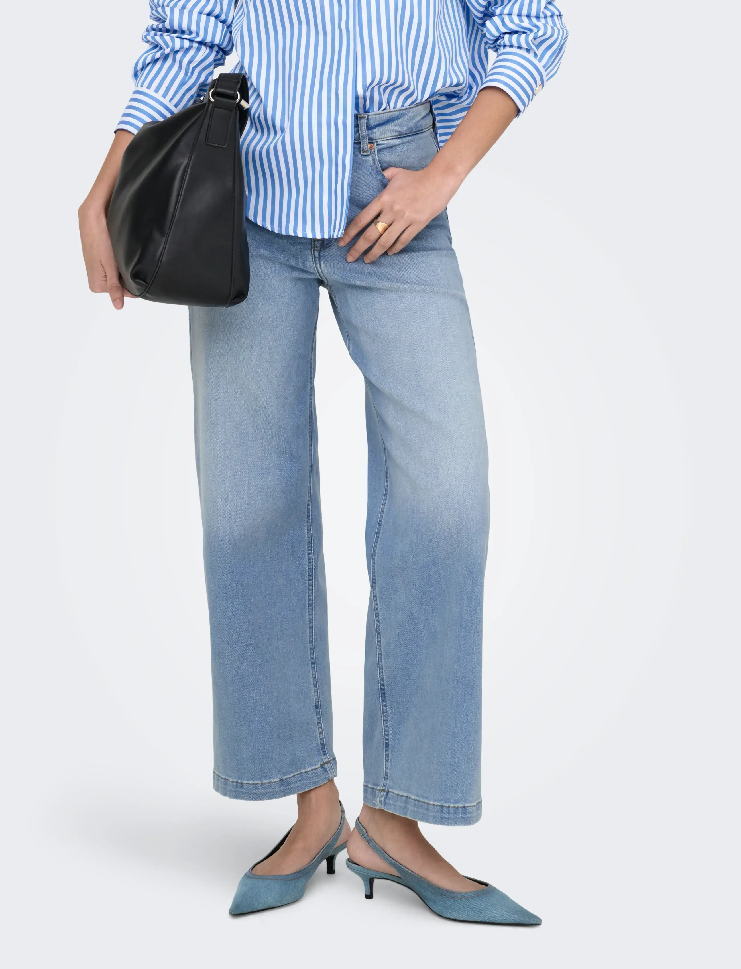 ONLY Onlmadison Blush Hw Cp Wd Dnm Cro371Noos, M x 34, Blue, Jeans > Vidde, Dame