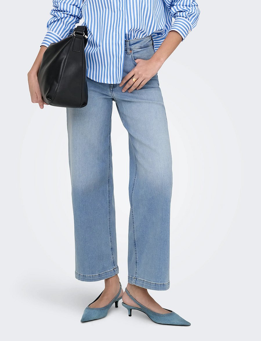 ONLY - ONLMADISON BLUSH HW CP WD DNM CRO371NOOS - brede jeans - light blue denim - 0