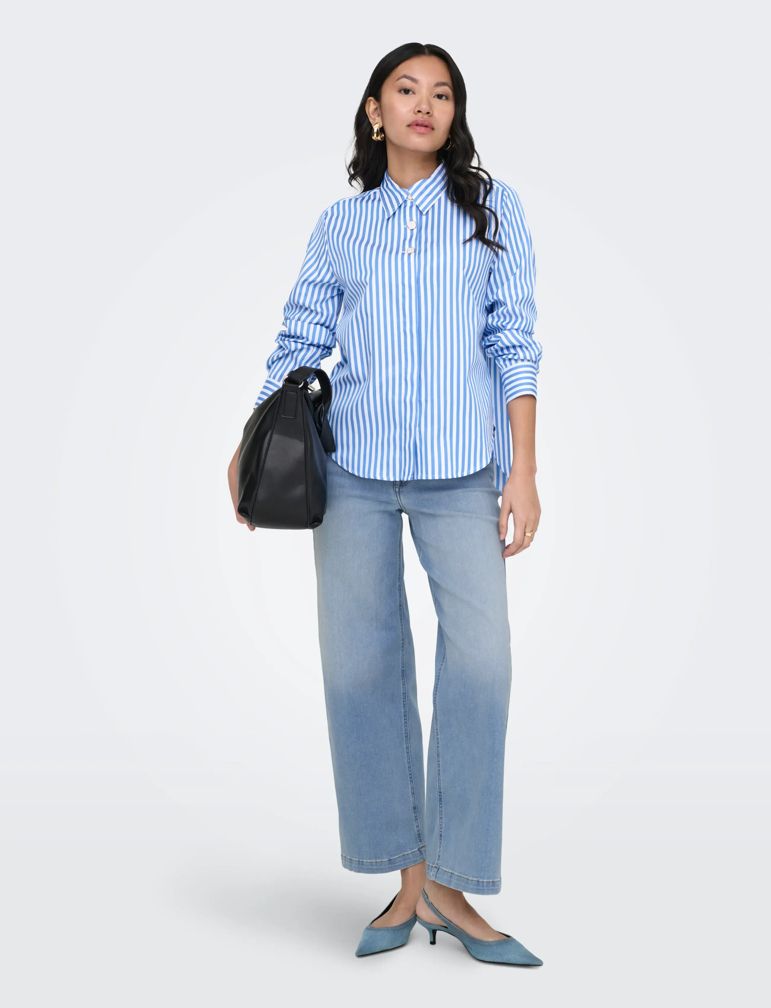 ONLY - ONLMADISON BLUSH HW CP WD DNM CRO371NOOS - brede jeans - light blue denim - 4
