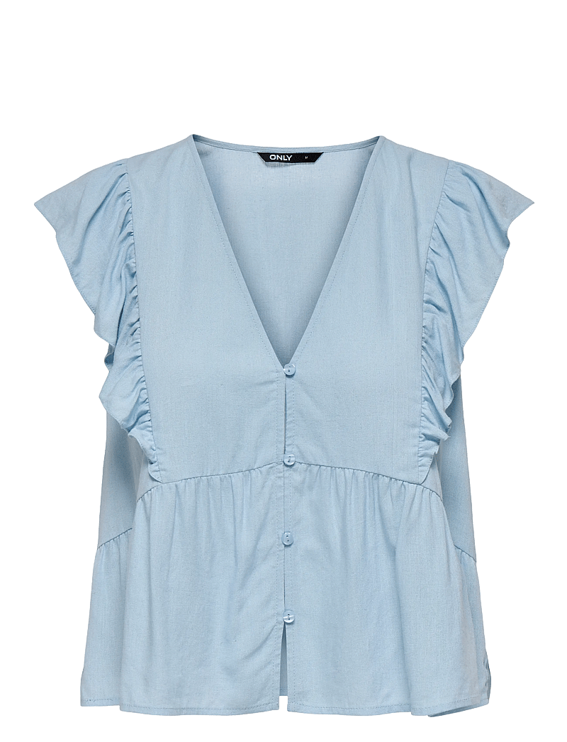 ONLY - ONLRIAN FLONCE S/S TOP WVN - kortærmede bluser - cashmere blue - 1