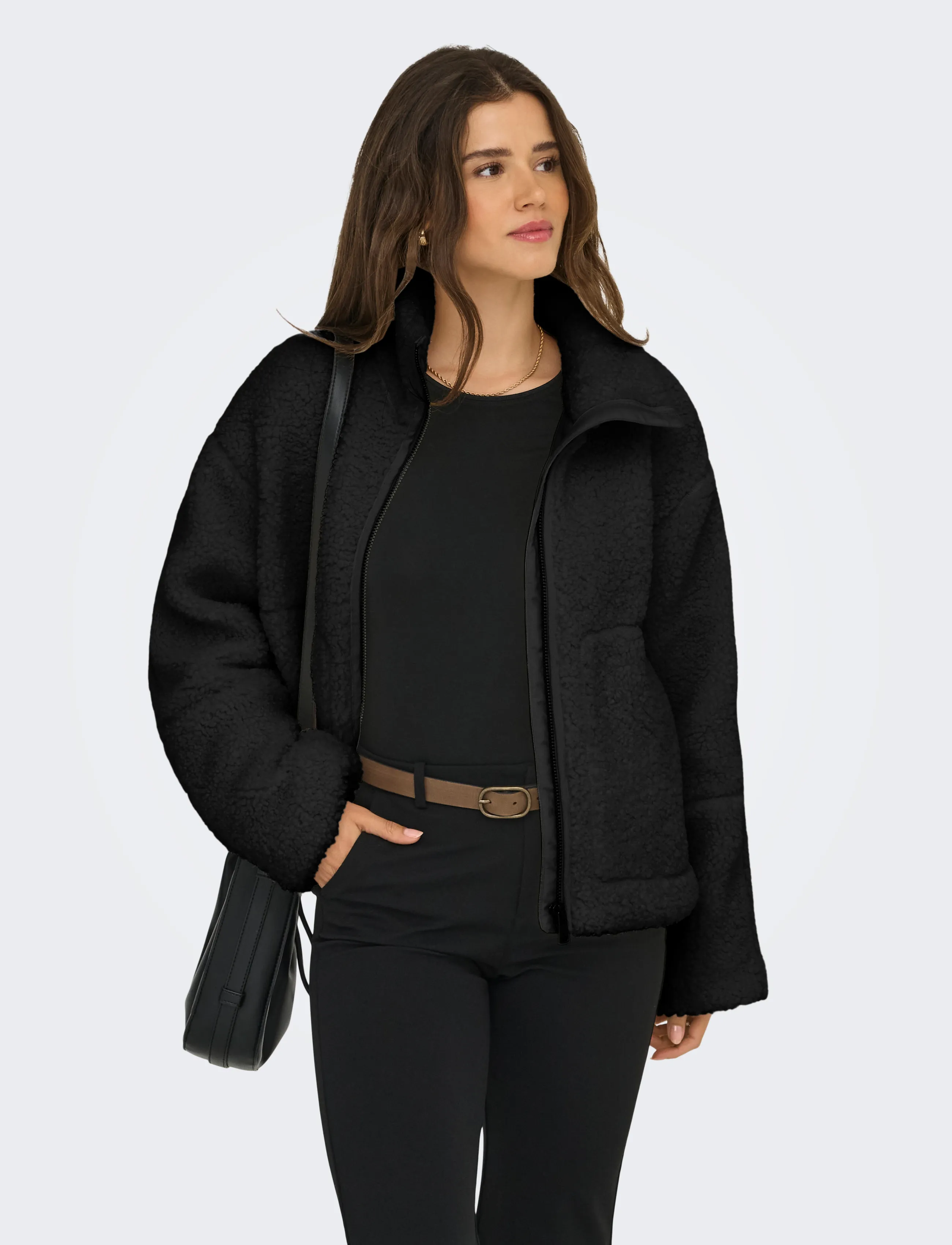 ONLY ONLASPEN TEDDY JACKET OTW - Clothing - BLACK / black