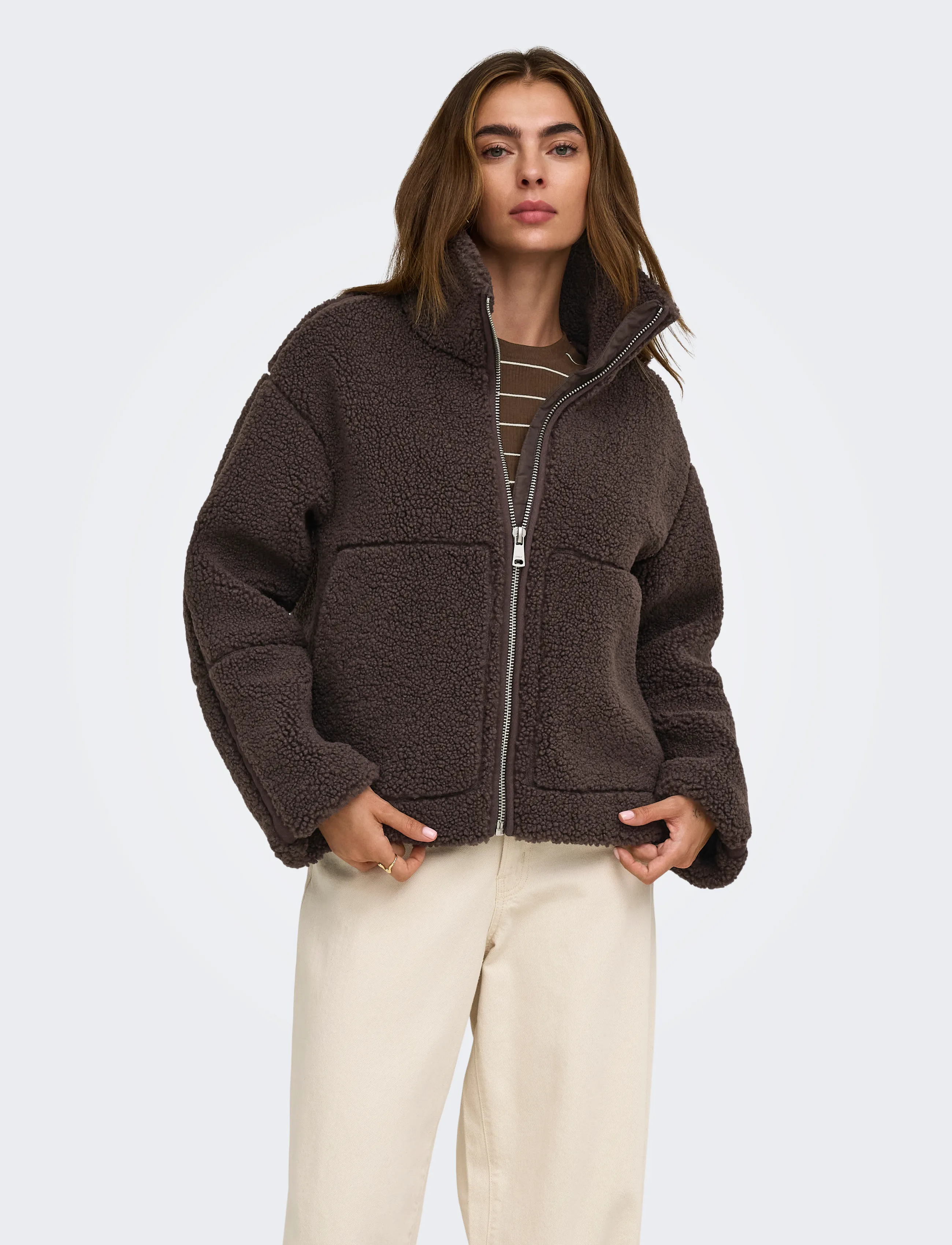 ONLY Onlaspen Teddy Jacket Otw, Kvinder, Teddyjakke, Brun, Str: S