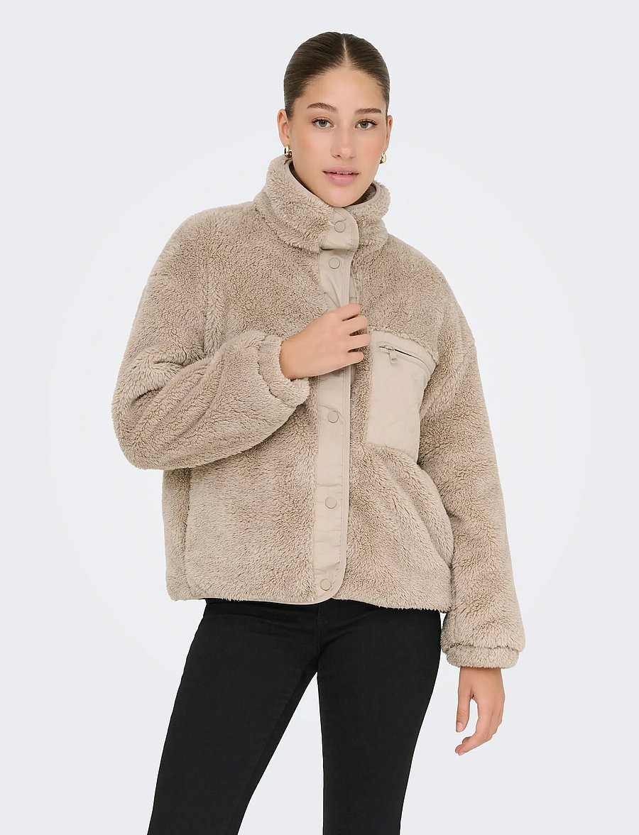 ONLY - ONLCONTACT OVERSIZED CC OTW - mākslīgā kažokāda - humus - 0