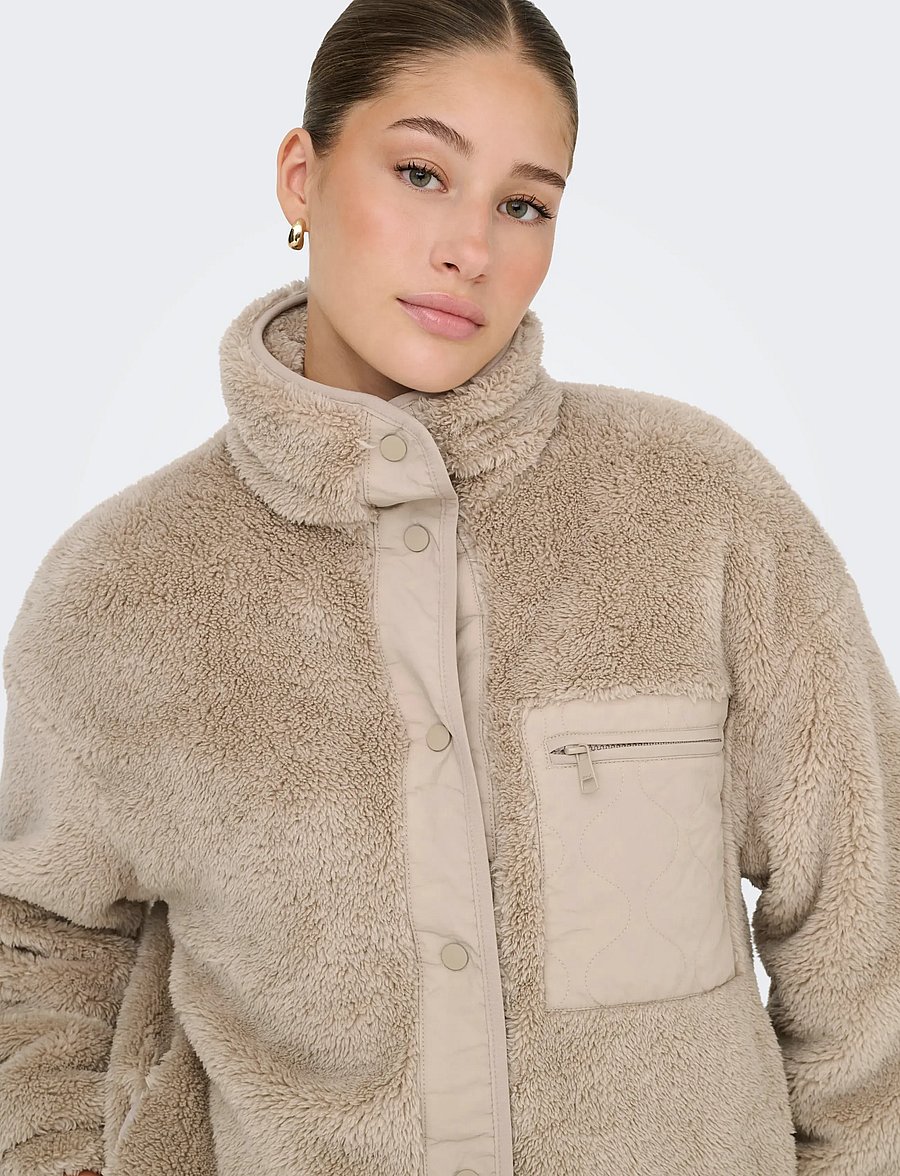ONLY - ONLCONTACT OVERSIZED CC OTW - mākslīgā kažokāda - humus - 4