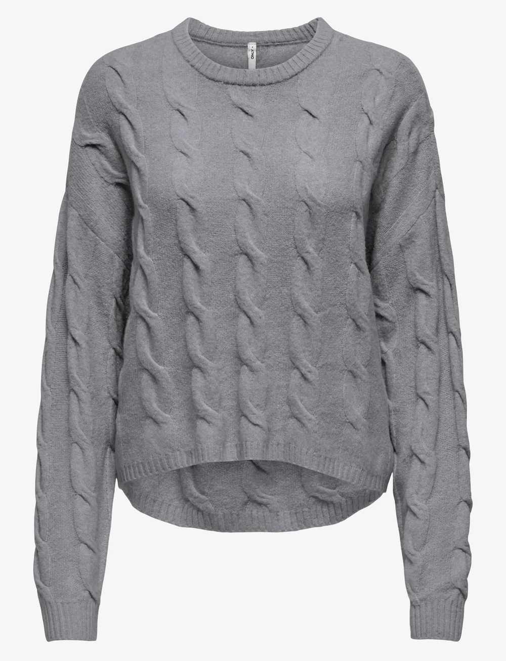 ONLY - ONLJEANETT LIFE LS CABLE O-NECK CC KNT - stickade tröjor - medium grey melange - 0