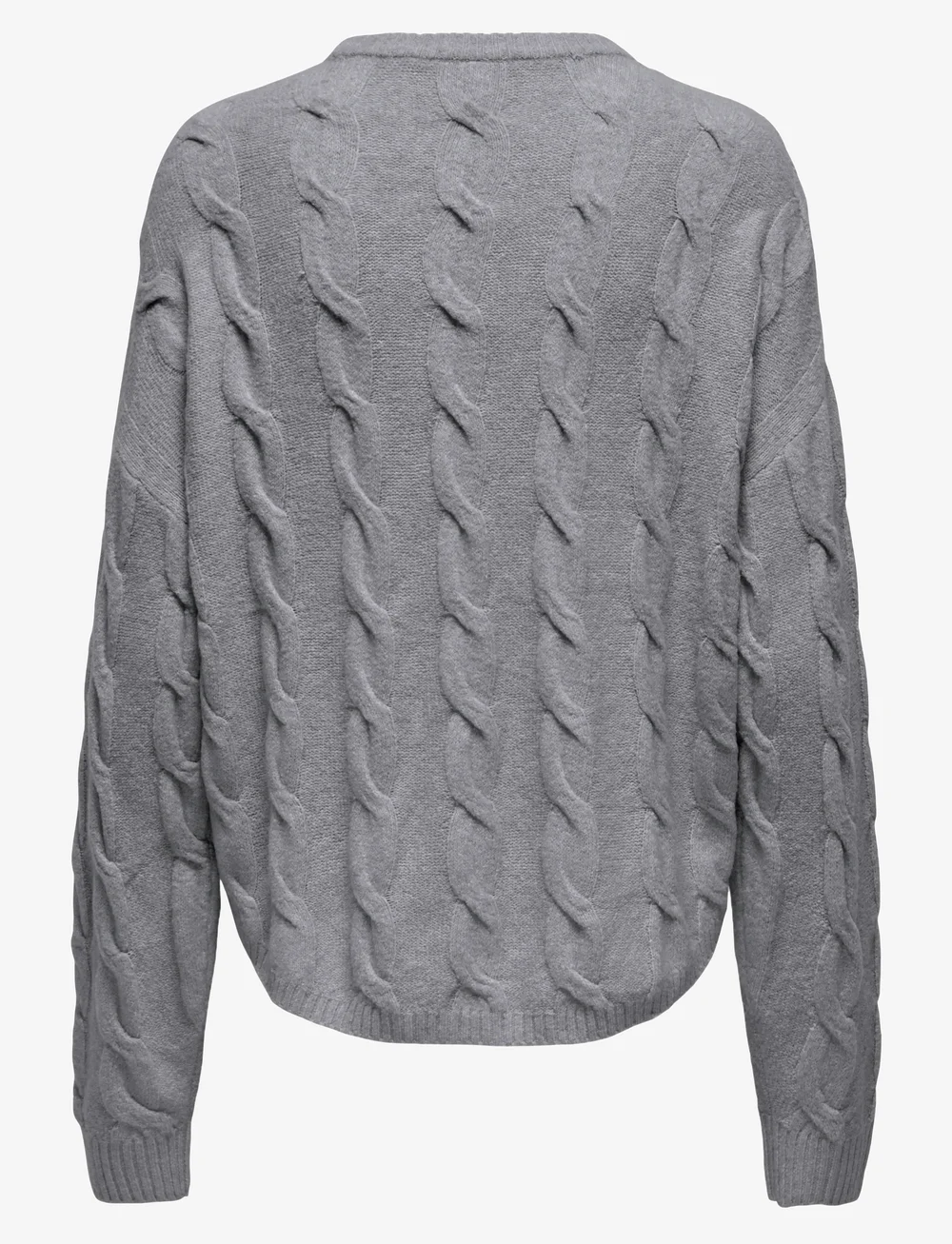 ONLY - ONLJEANETT LIFE LS CABLE O-NECK CC KNT - stickade tröjor - medium grey melange - 1