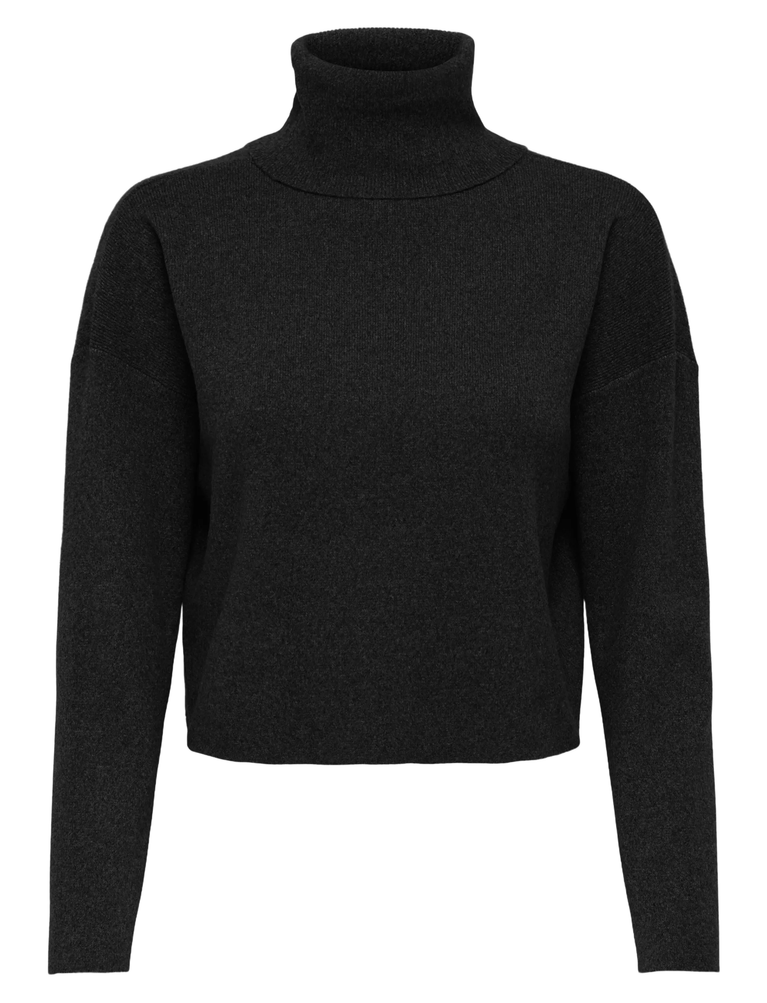 ONLY Onlama Life Ls Rib Rollneck Cc Knt Schwarz - L - Damen