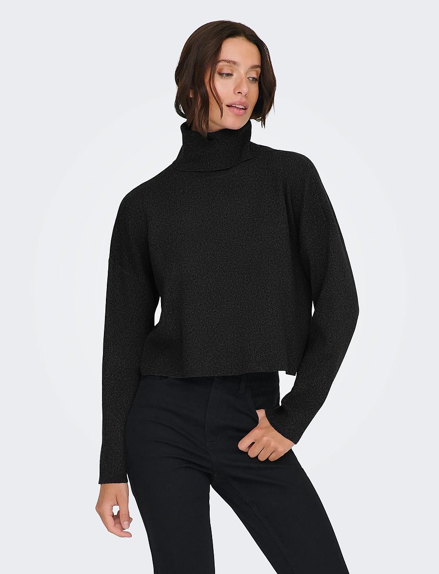 ONLY - ONLAMA LIFE LS RIB ROLLNECK CC KNT - rullekraver - black - 0