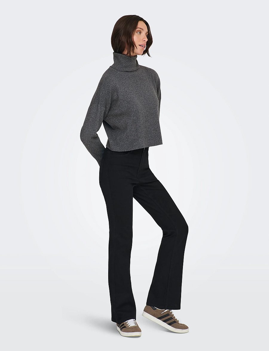 ONLY - ONLAMA LIFE LS RIB ROLLNECK CC KNT - rullekraver - medium grey melange - 0
