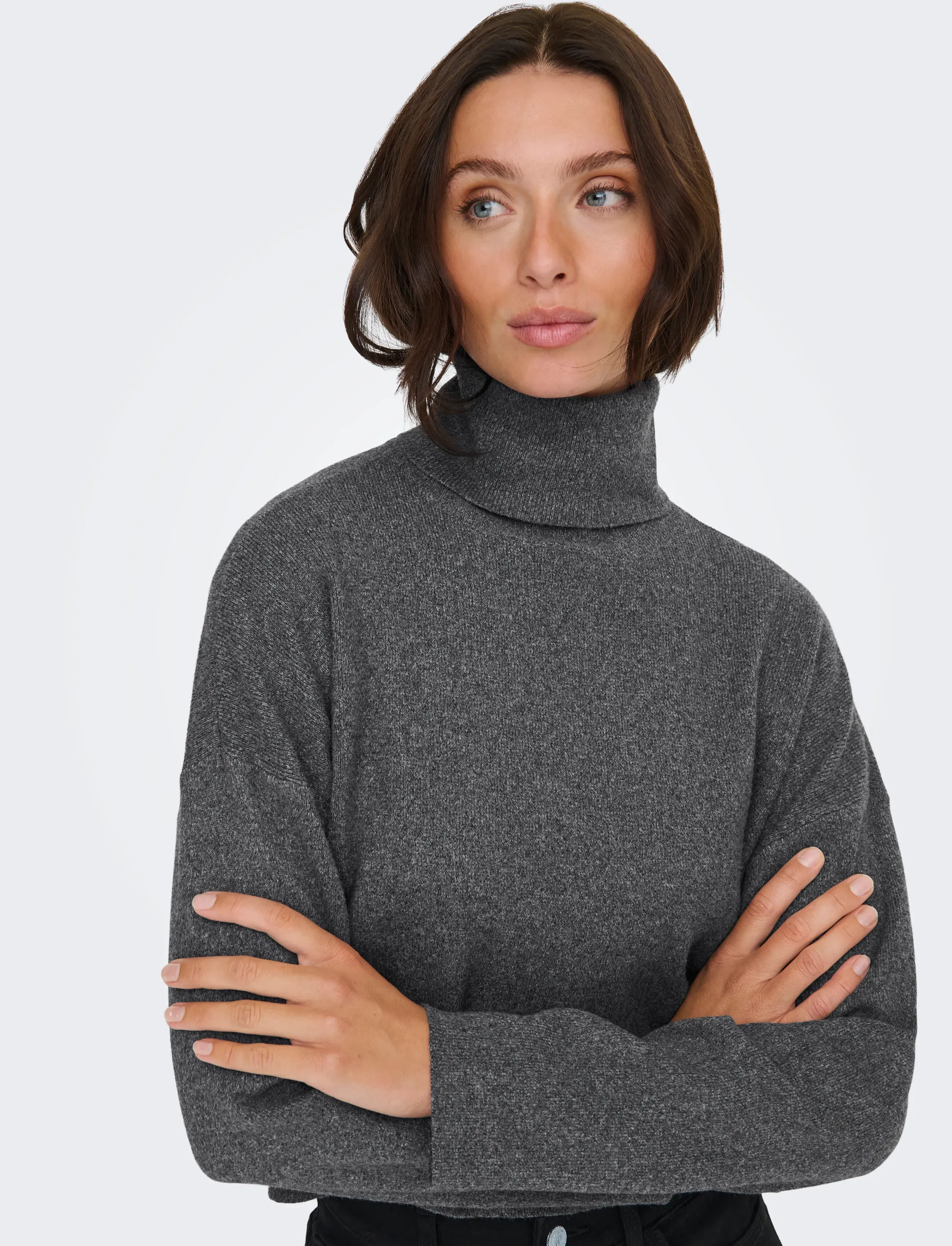 ONLY - ONLAMA LIFE LS RIB ROLLNECK CC KNT - turtlenecks - medium grey melange - 4