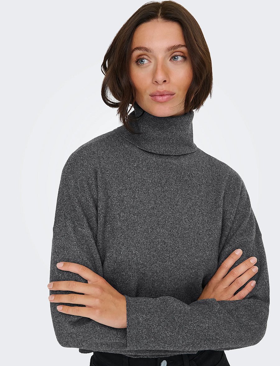 ONLY - ONLAMA LIFE LS RIB ROLLNECK CC KNT - rullekraver - medium grey melange - 4