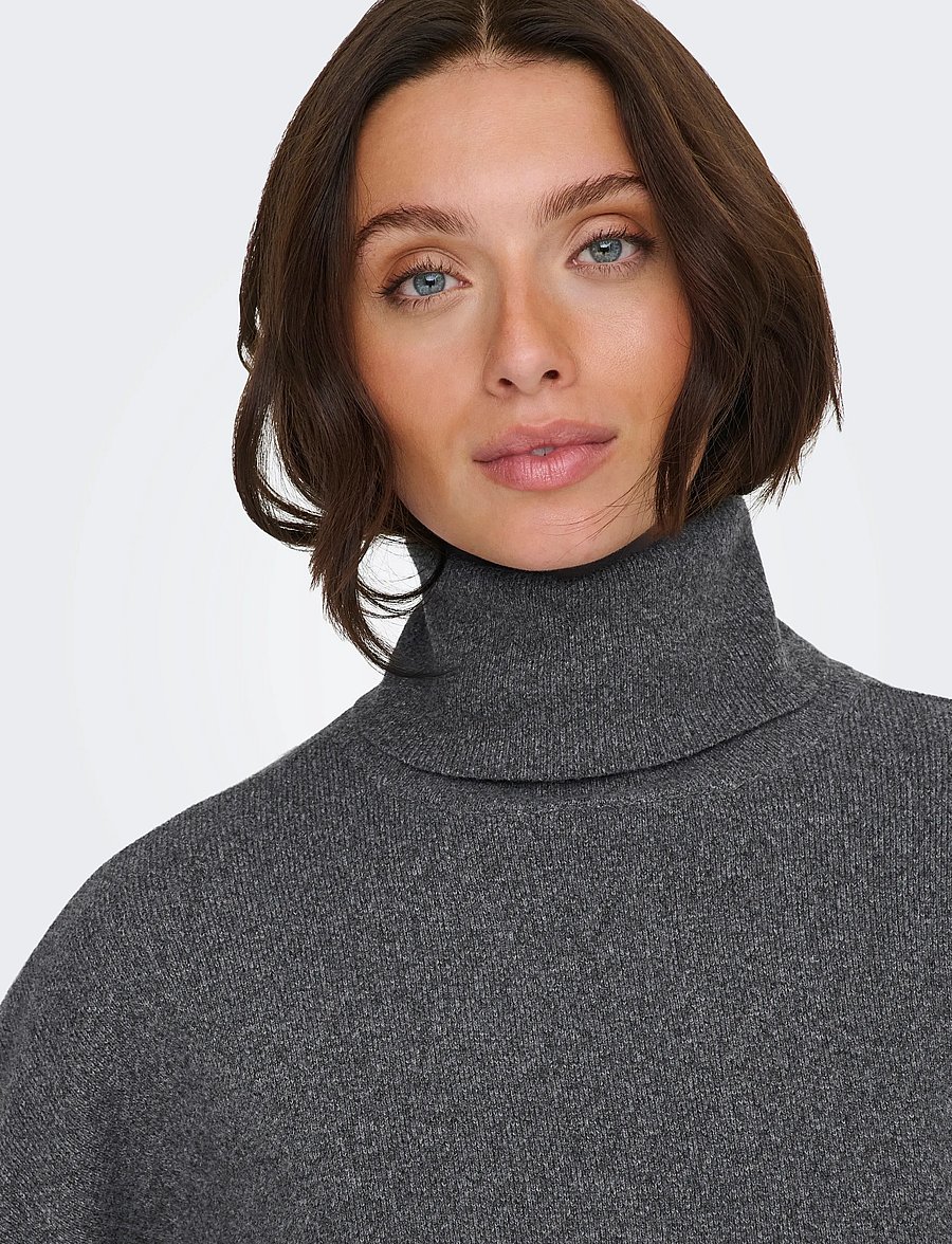 ONLY - ONLAMA LIFE LS RIB ROLLNECK CC KNT - rullekraver - medium grey melange - 5