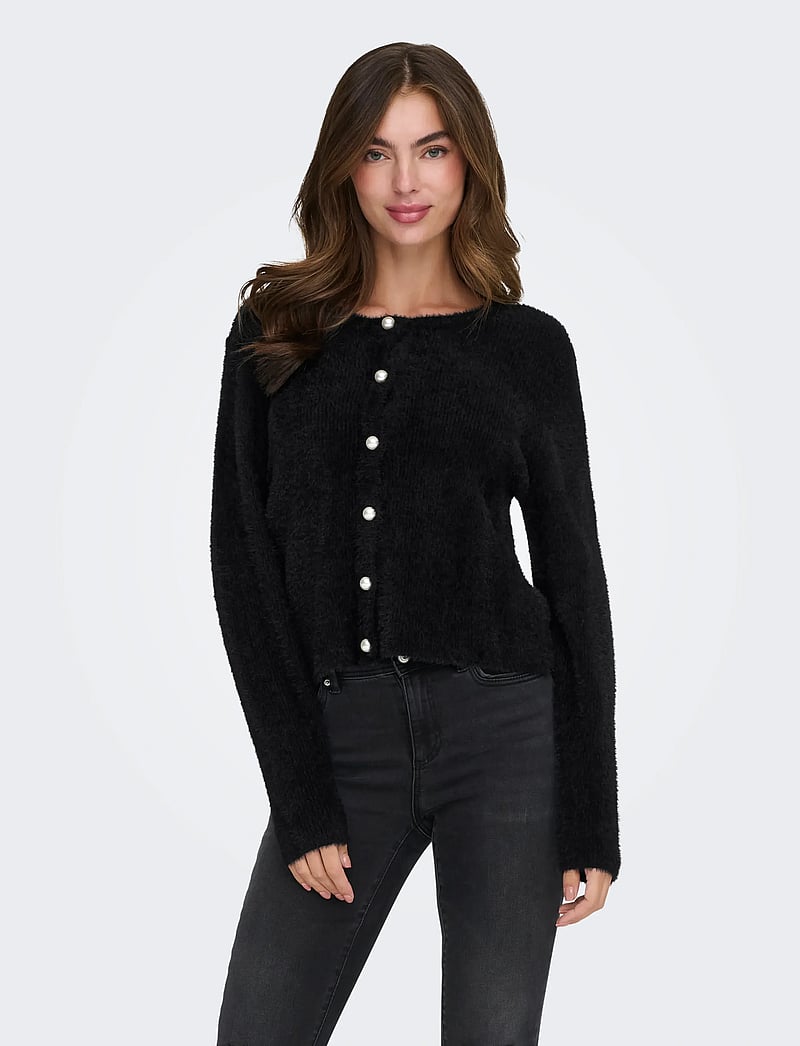 ONLY - ONLPETRA LS PEARL O-NECK CARDI CC KNT - cardigans - black - 0