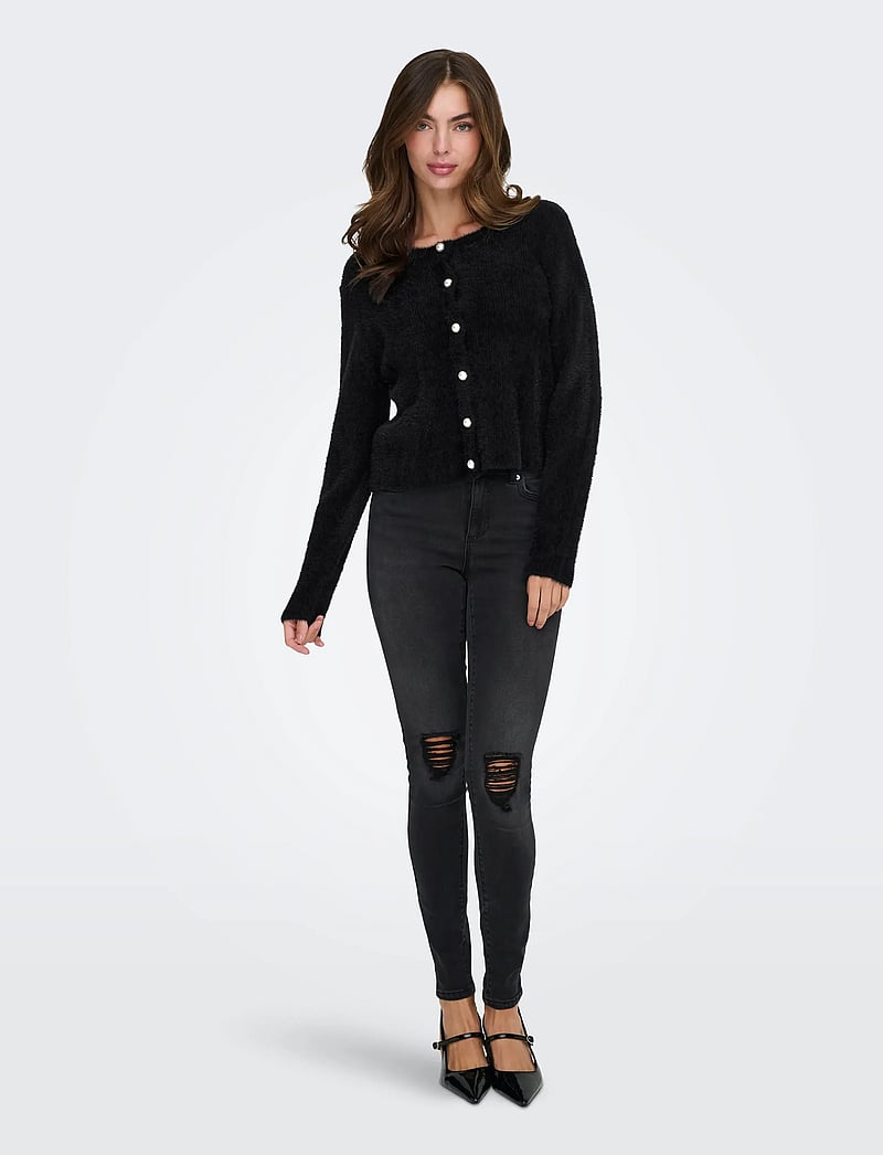 ONLY - ONLPETRA LS PEARL O-NECK CARDI CC KNT - cardigans - black - 4