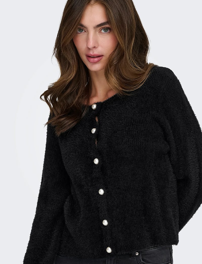 ONLY - ONLPETRA LS PEARL O-NECK CARDI CC KNT - cardigans - black - 5
