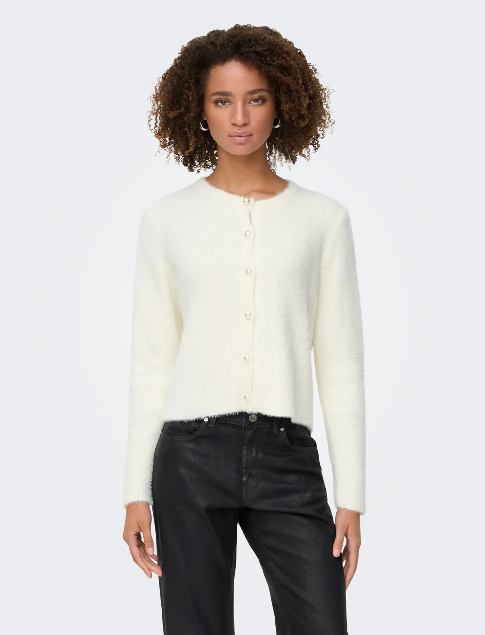 ONLY - ONLPETRA LS PEARL O-NECK CARDI CC KNT - gilets - cloud dancer - 0