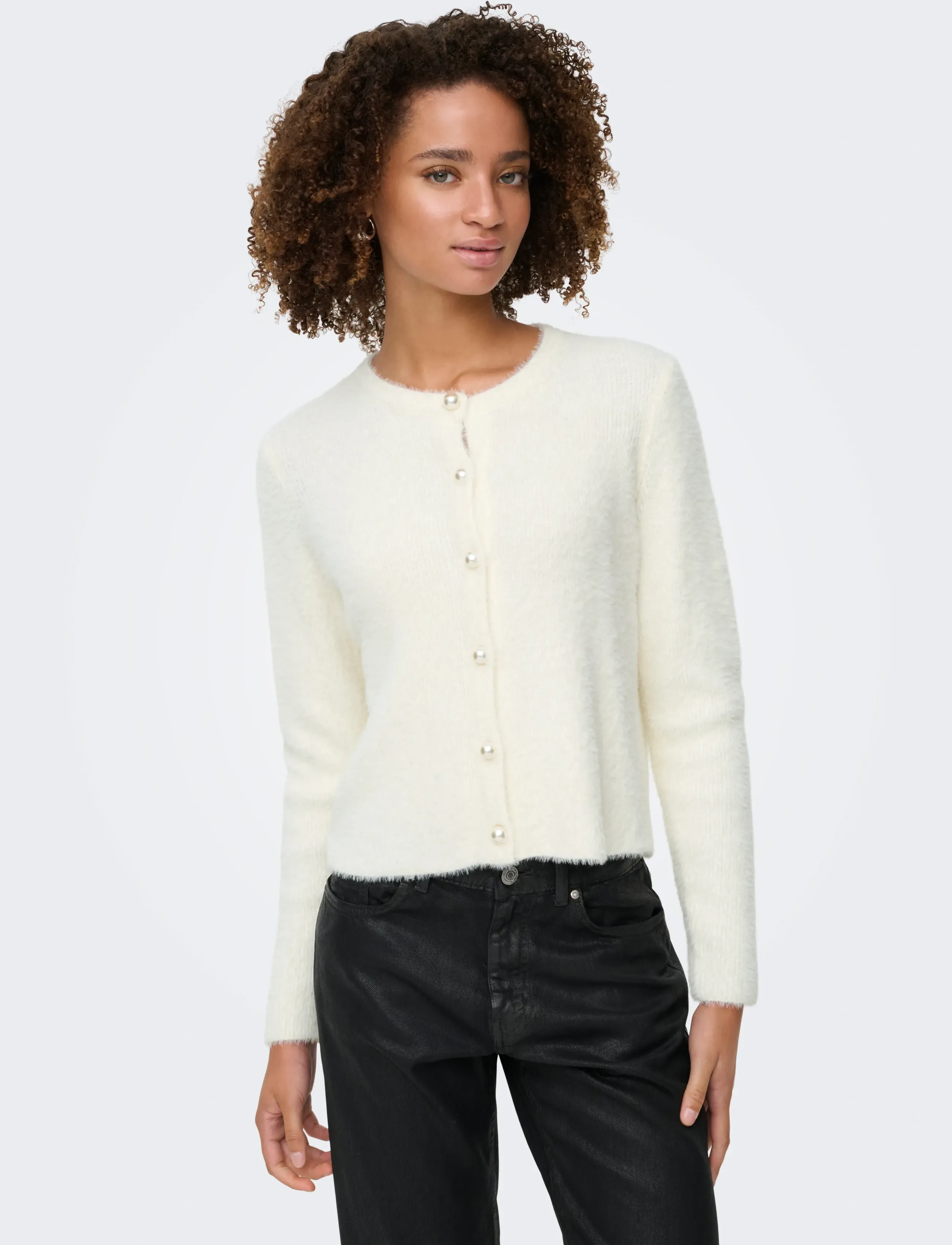 ONLY - ONLPETRA LS PEARL O-NECK CARDI CC KNT - gilets - cloud dancer - 4