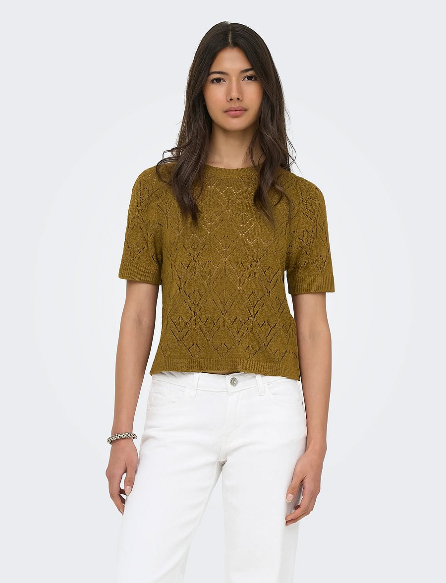 ONLY - ONLSUNNY S/S STRUCTURE PULLOVER KNT - kampsunid - breen - 0