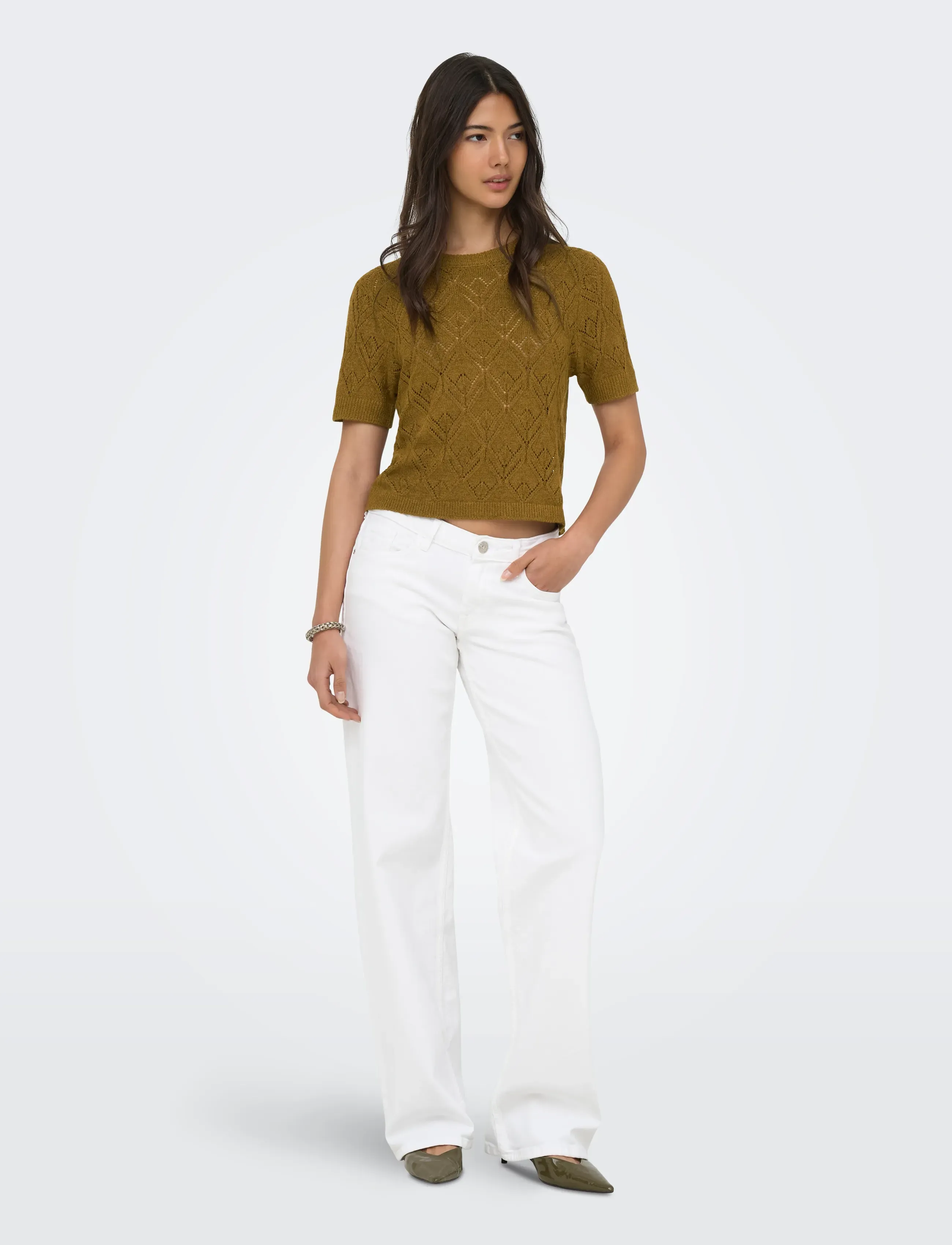 ONLY - ONLSUNNY S/S STRUCTURE PULLOVER KNT - pullover - breen - 4