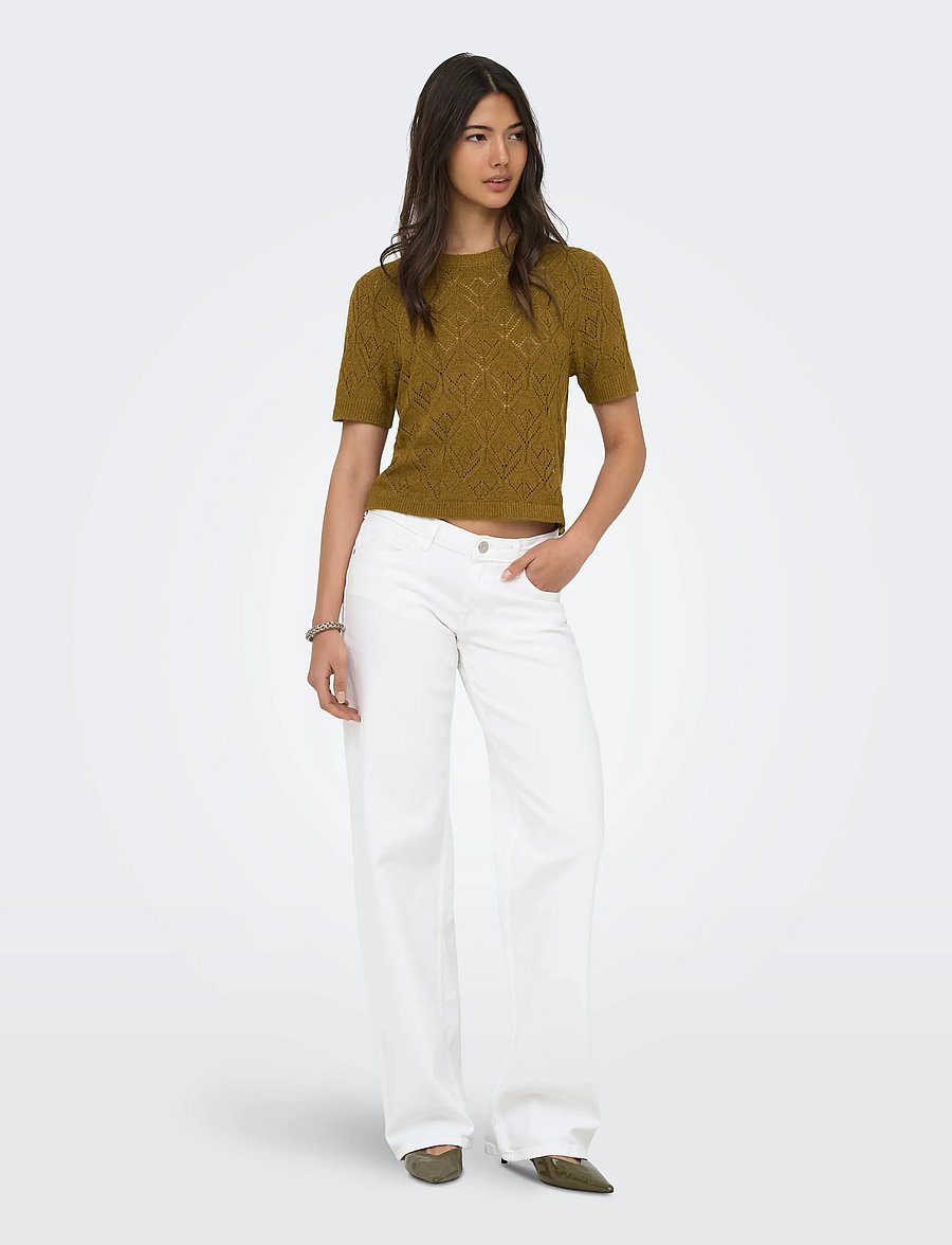 ONLY - ONLSUNNY S/S STRUCTURE PULLOVER KNT - kampsunid - breen - 4