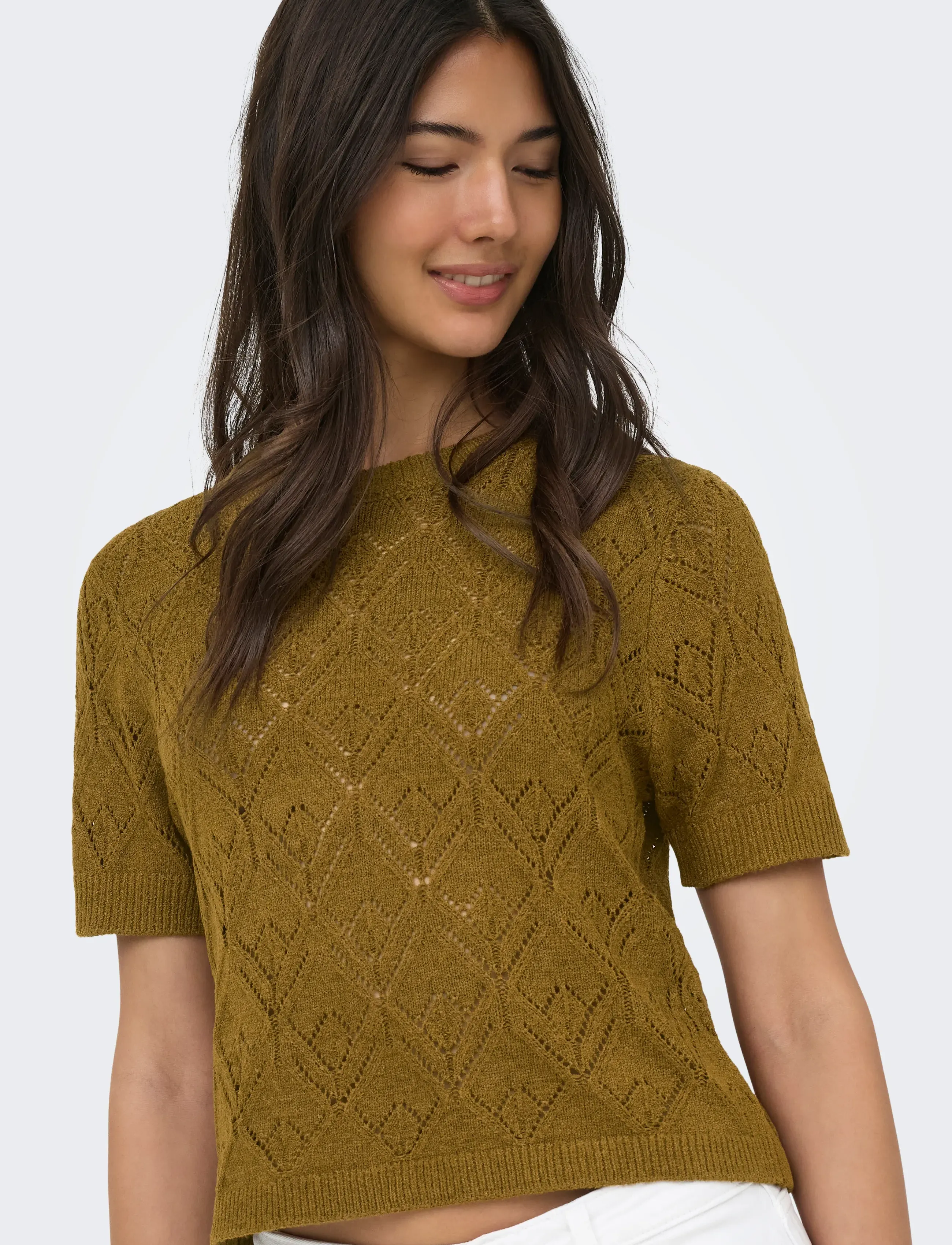 ONLY - ONLSUNNY S/S STRUCTURE PULLOVER KNT - pullover - breen - 5