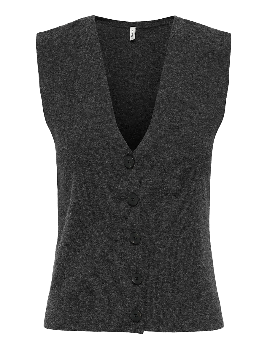 ONLY - ONLBILLIE SL VEST CC KNT - dark grey melange - 1