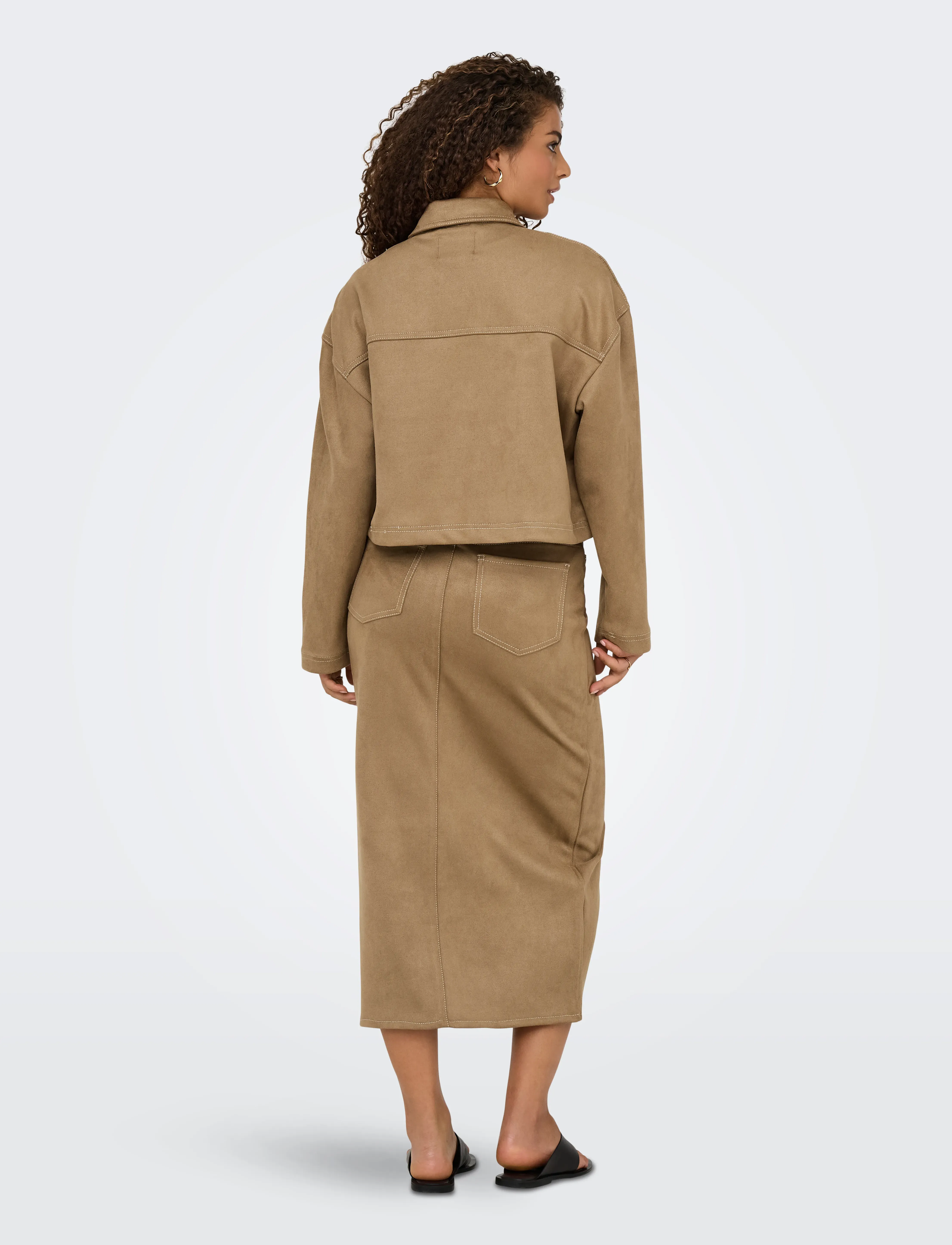 ONLY - ONLSTINA FAUX SUEDE JACKET PNT - cocoa crÉme - 3