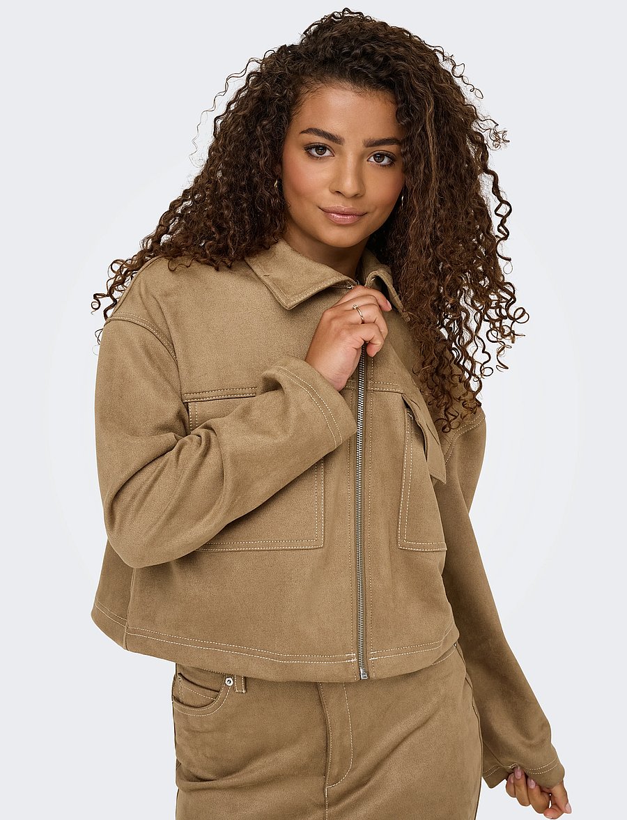 ONLY - ONLSTINA FAUX SUEDE JACKET PNT - cocoa crÉme - 4