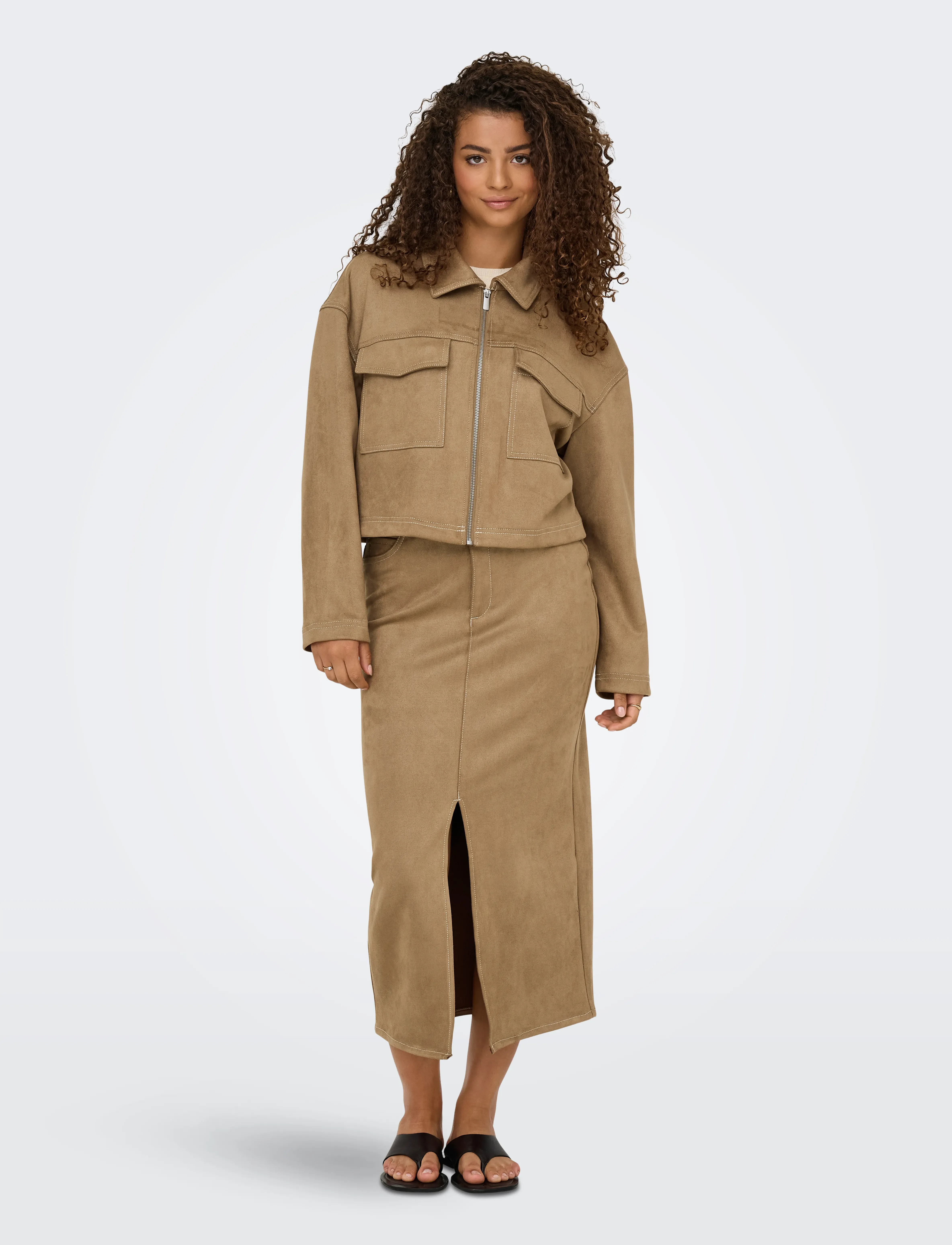 ONLY - ONLSTINA FAUX SUEDE JACKET PNT - cocoa crÉme - 5