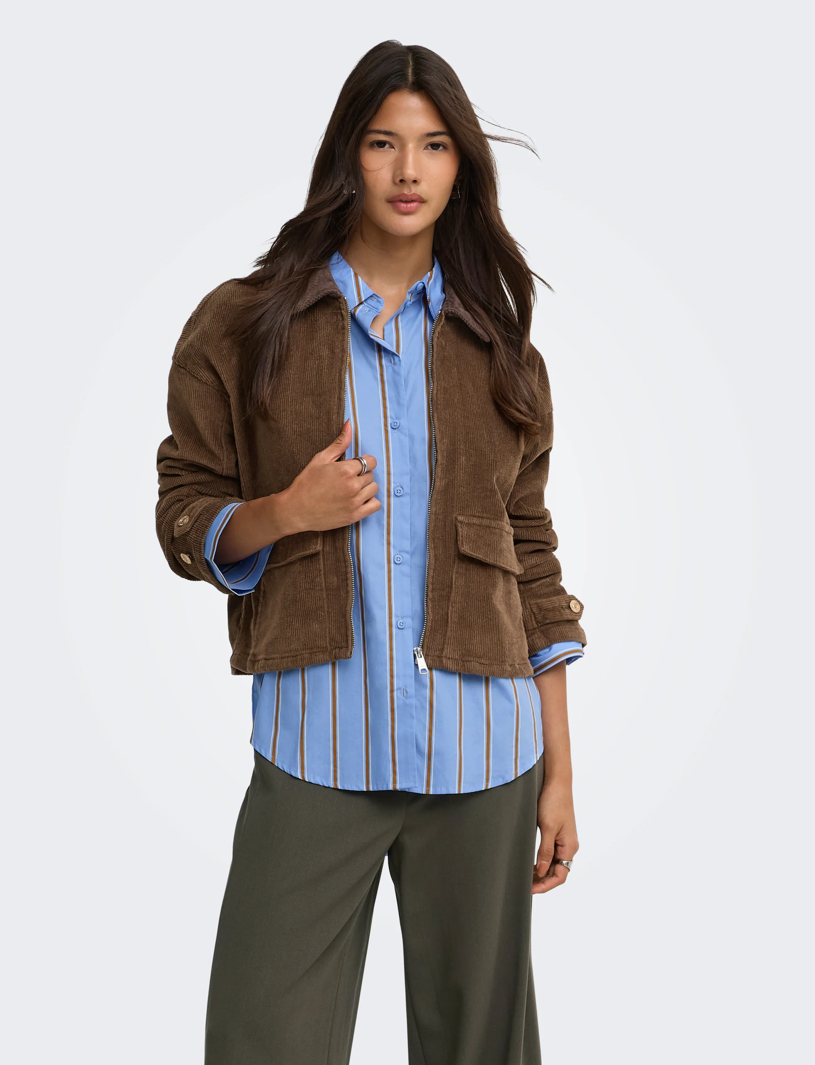 ONLY ONLGLOBAL L/S CORD JACKET CC PNT - Clothing - CUB / brown