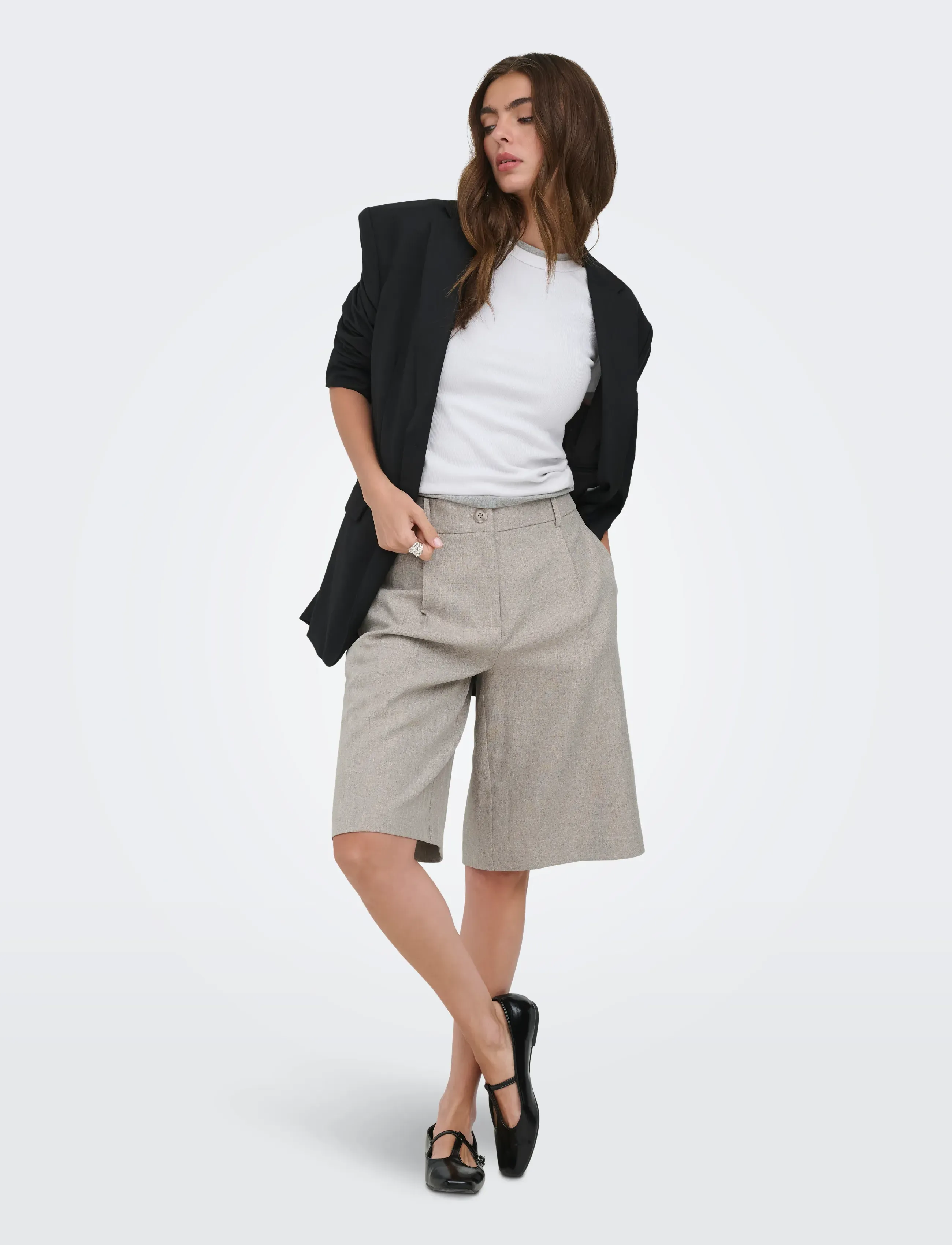 ONLY - ONLLINDA HW MEL LONG SHORTS TLR NOOS - fungi - 4