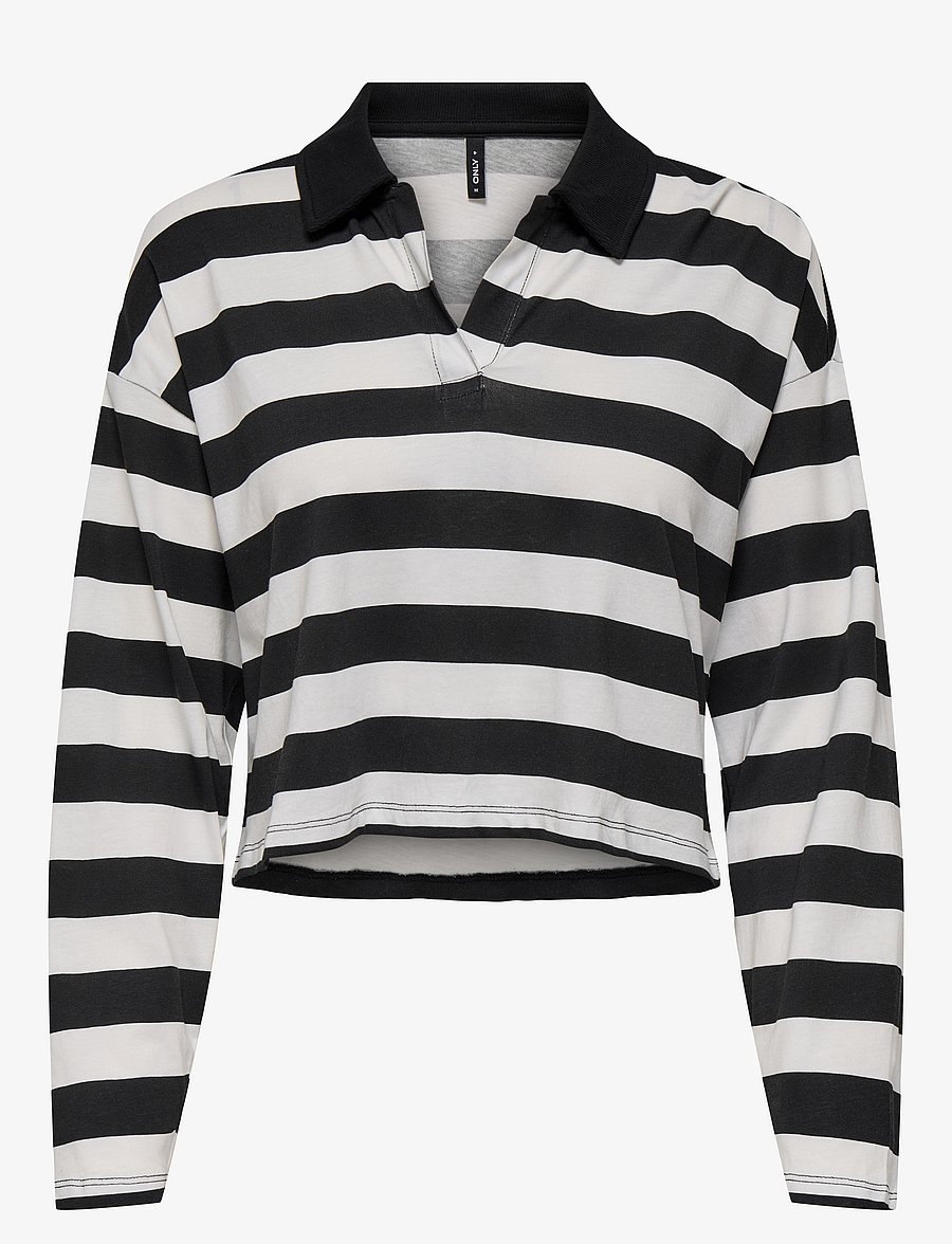 ONLY - ONLMAY LIFE L/S BOXY POLO TOP CS JRS - poloshirts - black - 1