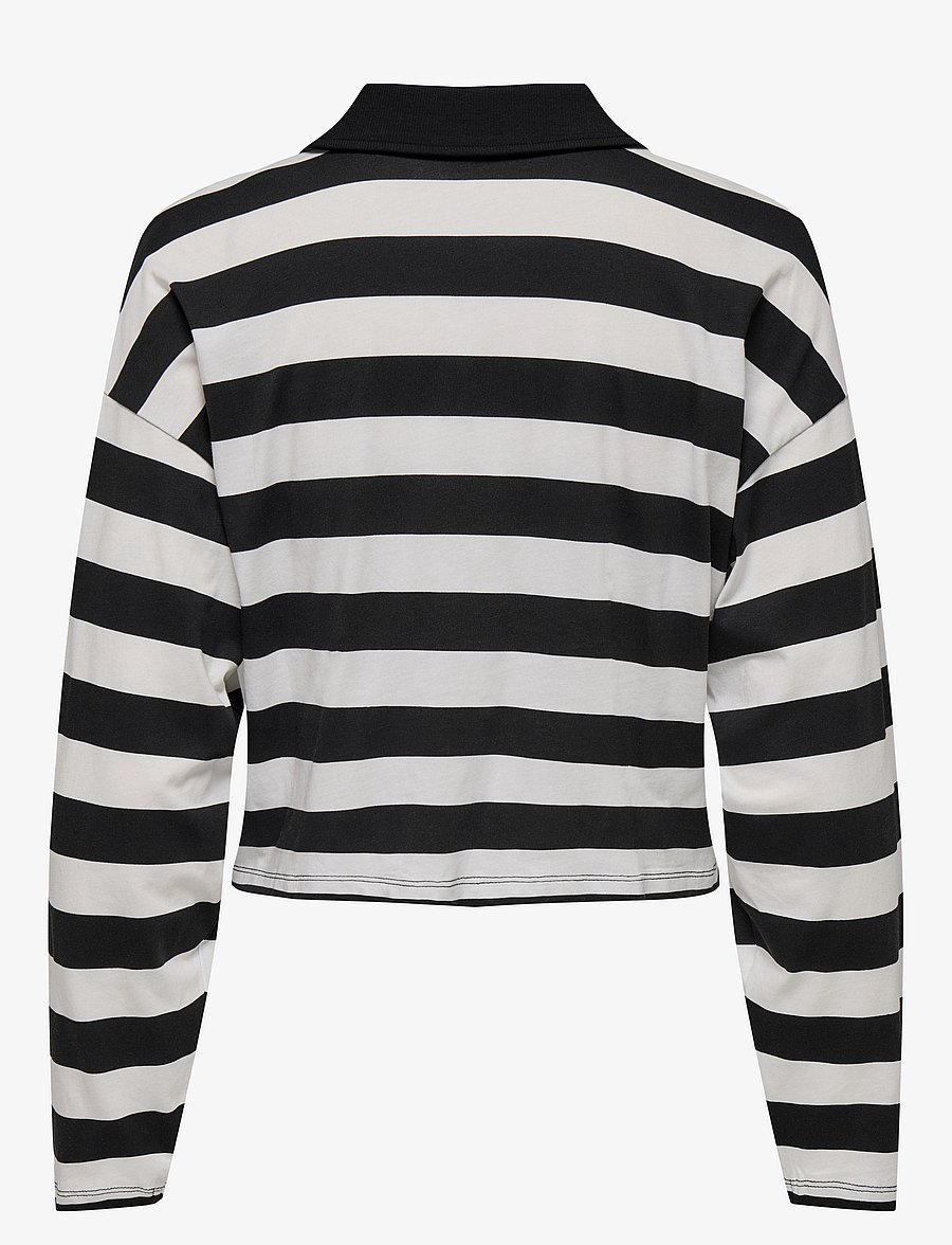 ONLY - ONLMAY LIFE L/S BOXY POLO TOP CS JRS - poloshirts - black - 2