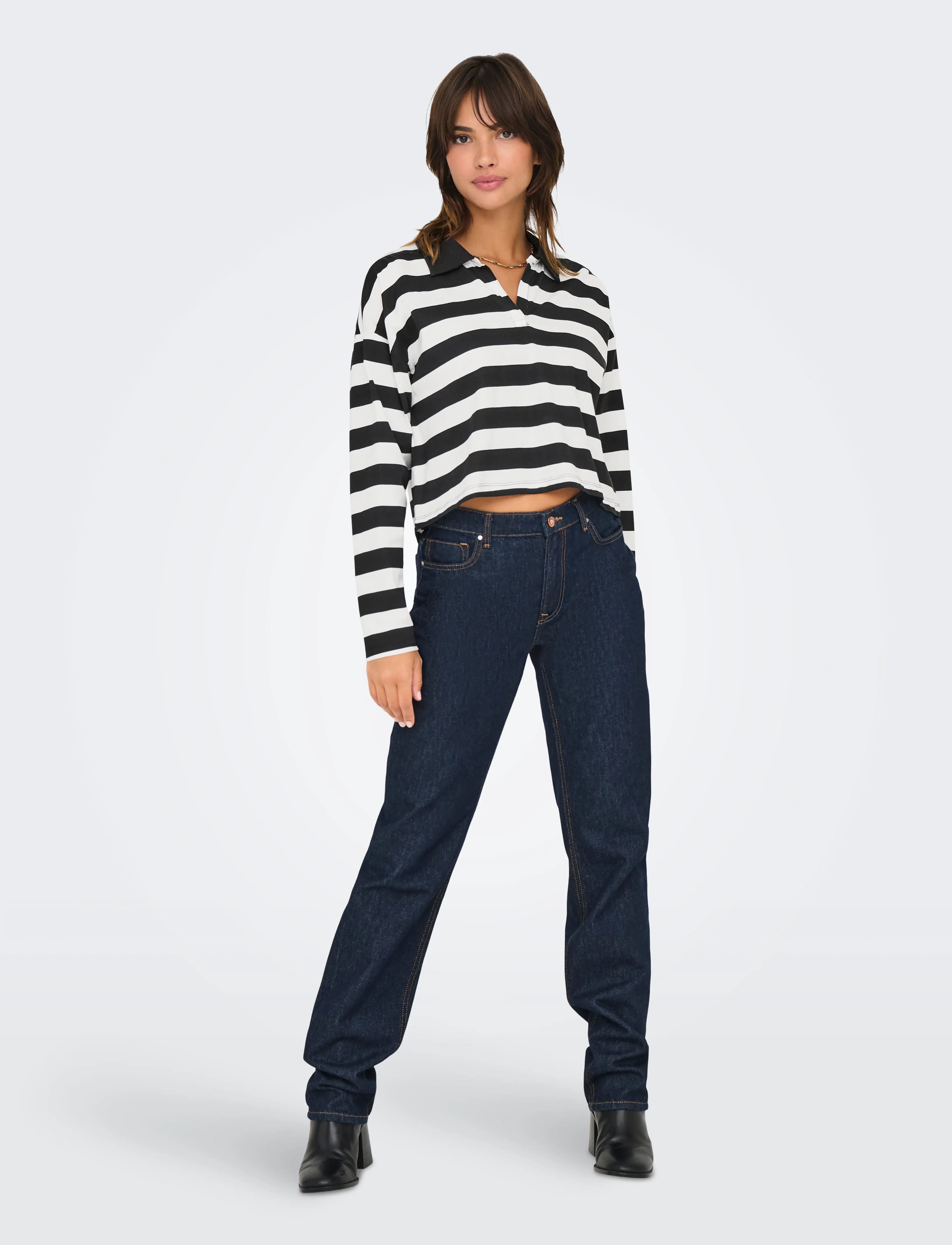 ONLY - ONLMAY LIFE L/S BOXY POLO TOP CS JRS - poloshirts - black - 4