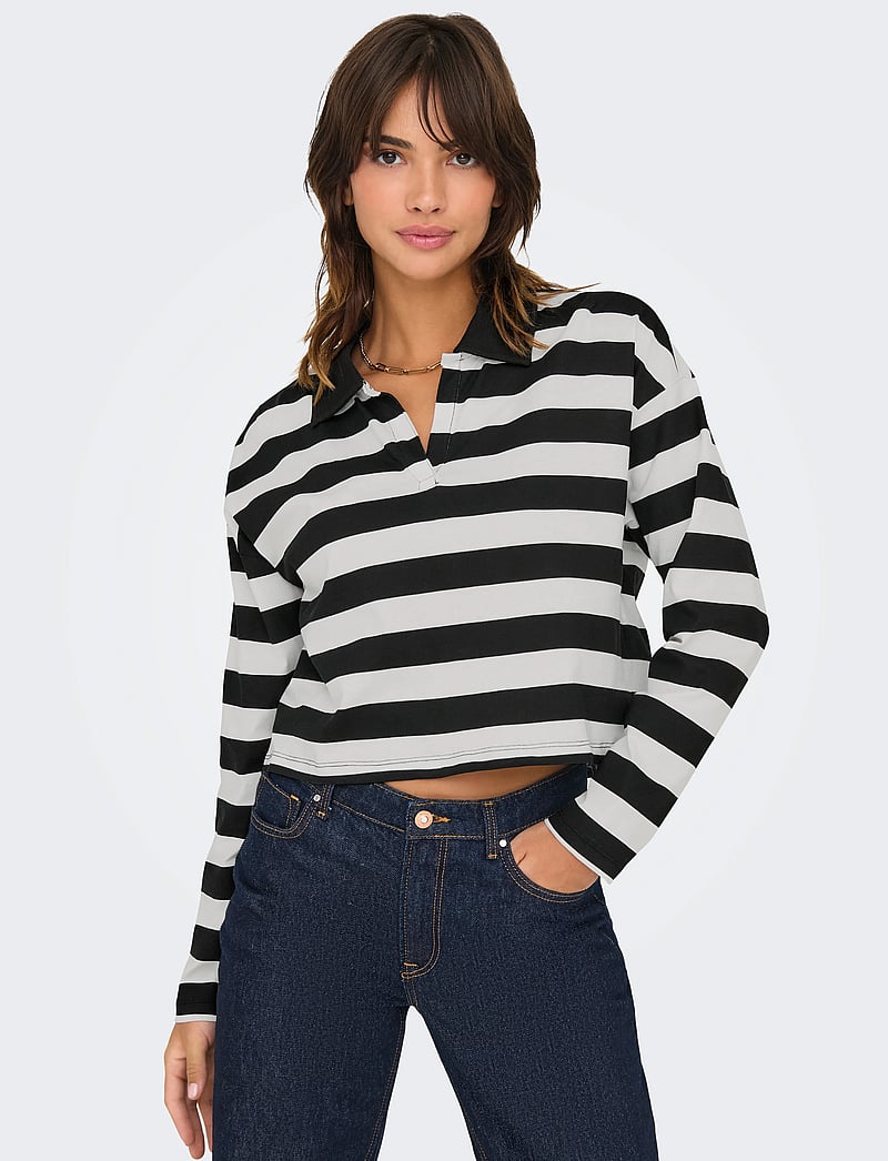 ONLY - ONLMAY LIFE L/S BOXY POLO TOP CS JRS - pikéer - black - 5