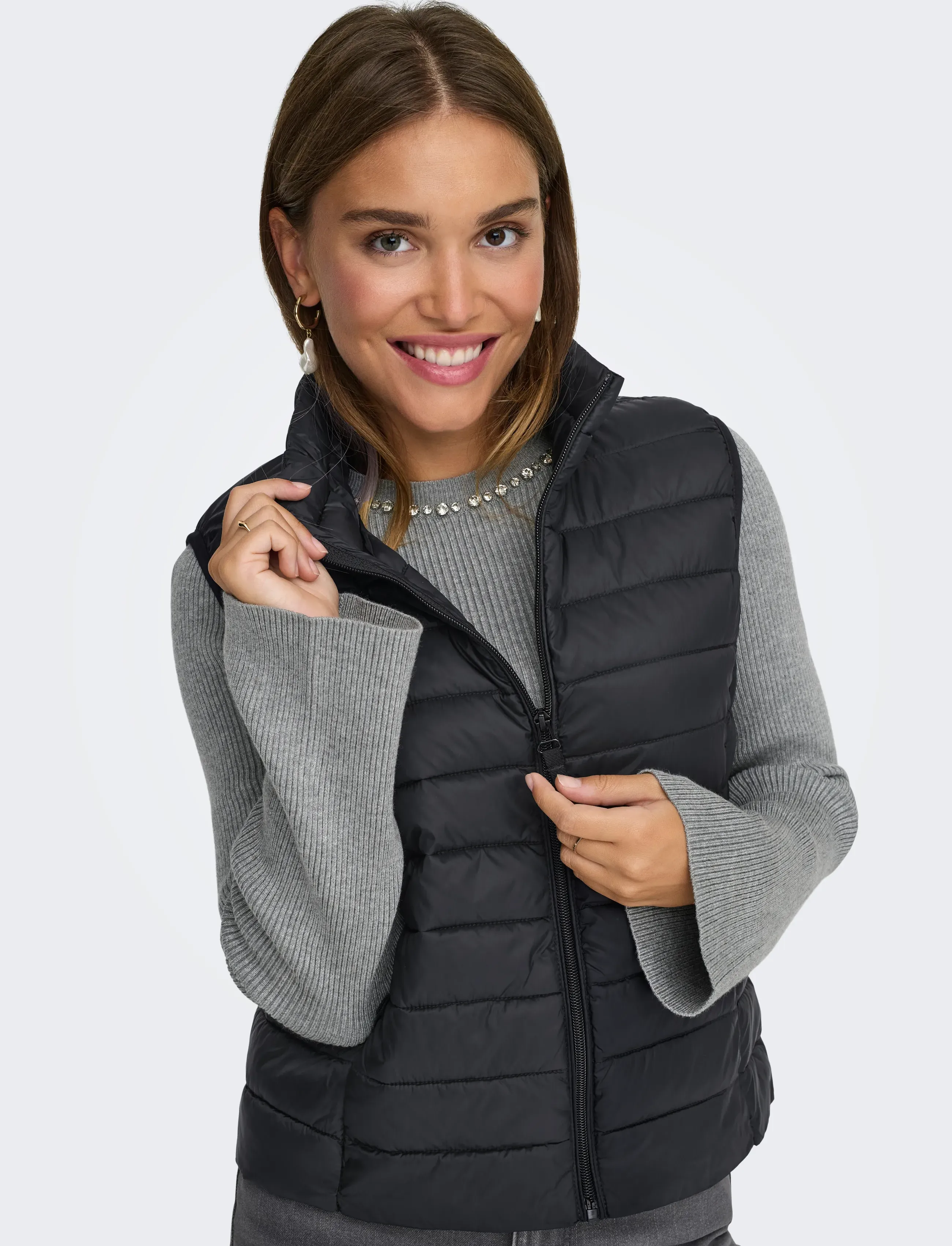 ONLY - ONLTAHIA LW QUILTED WAISTCOAT OTW NOOS - vestes de printemps - black - 5