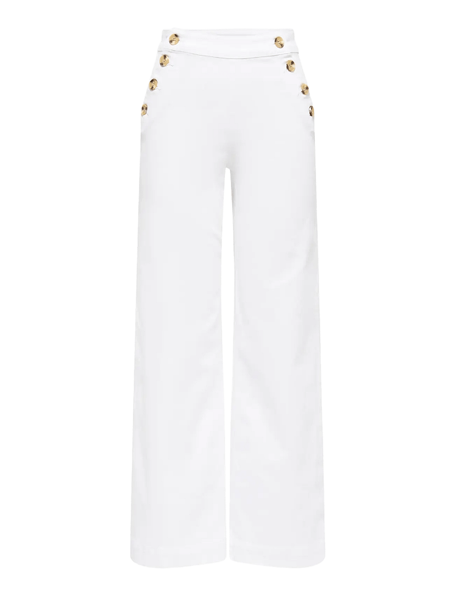 ONLY - ONLMADISON HW BUTTON WIDE DNM 730 NOOS - hosen mit weitem bein - white denim - 1