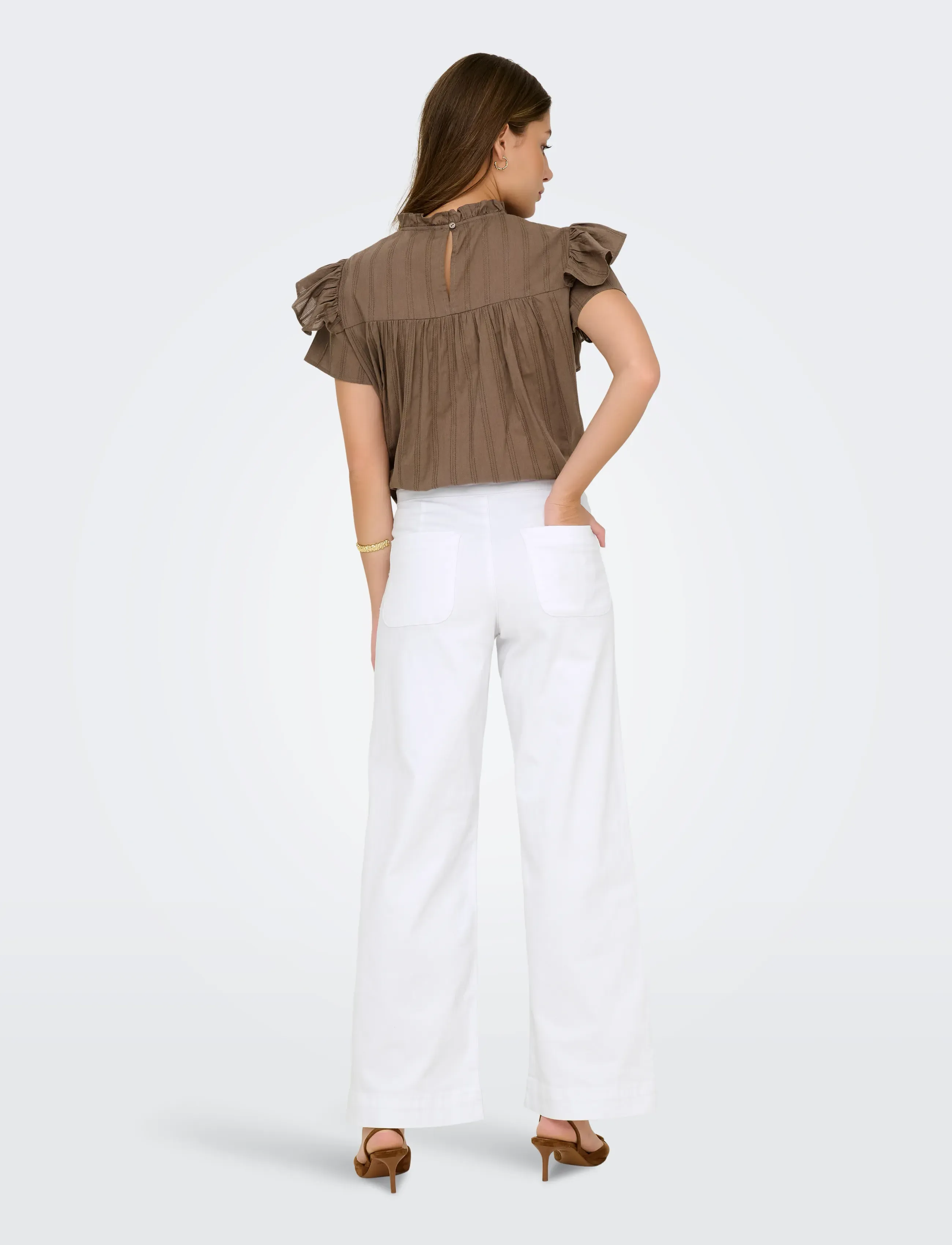 ONLY - ONLMADISON HW BUTTON WIDE DNM 730 NOOS - laia säärega teksad - white denim - 3