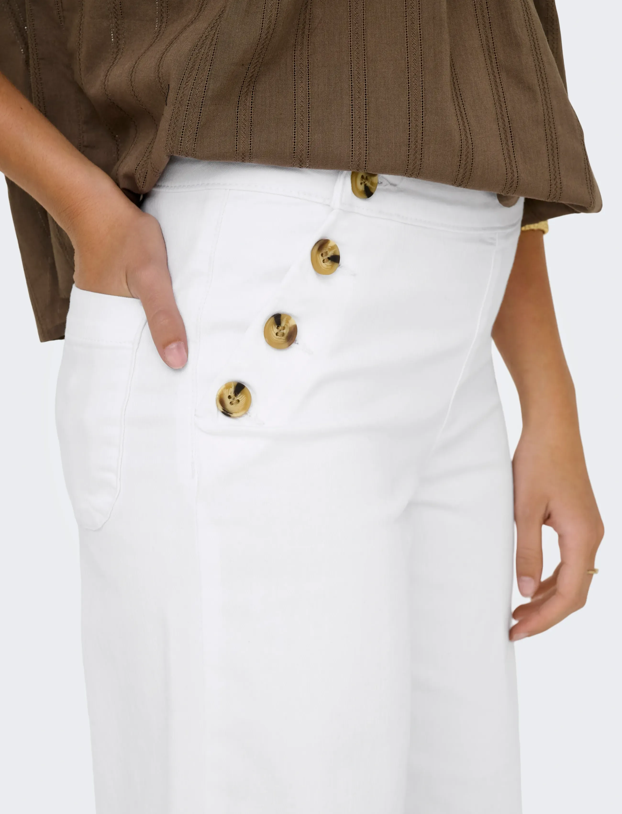ONLY - ONLMADISON HW BUTTON WIDE DNM 730 NOOS - laia säärega teksad - white denim - 5