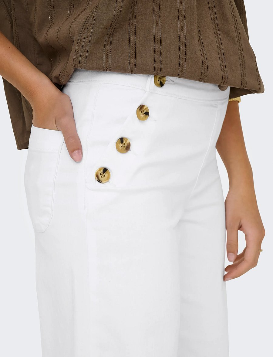 ONLY - ONLMADISON HW BUTTON WIDE DNM 730 NOOS - hosen mit weitem bein - white denim - 5