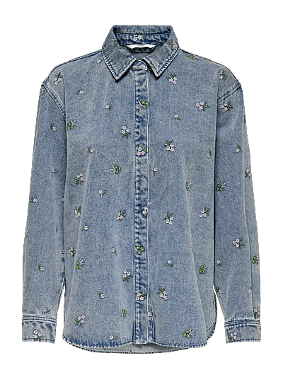 Onlvera L/S Flower Emb Shirt Dnm Noos - LangæRmede