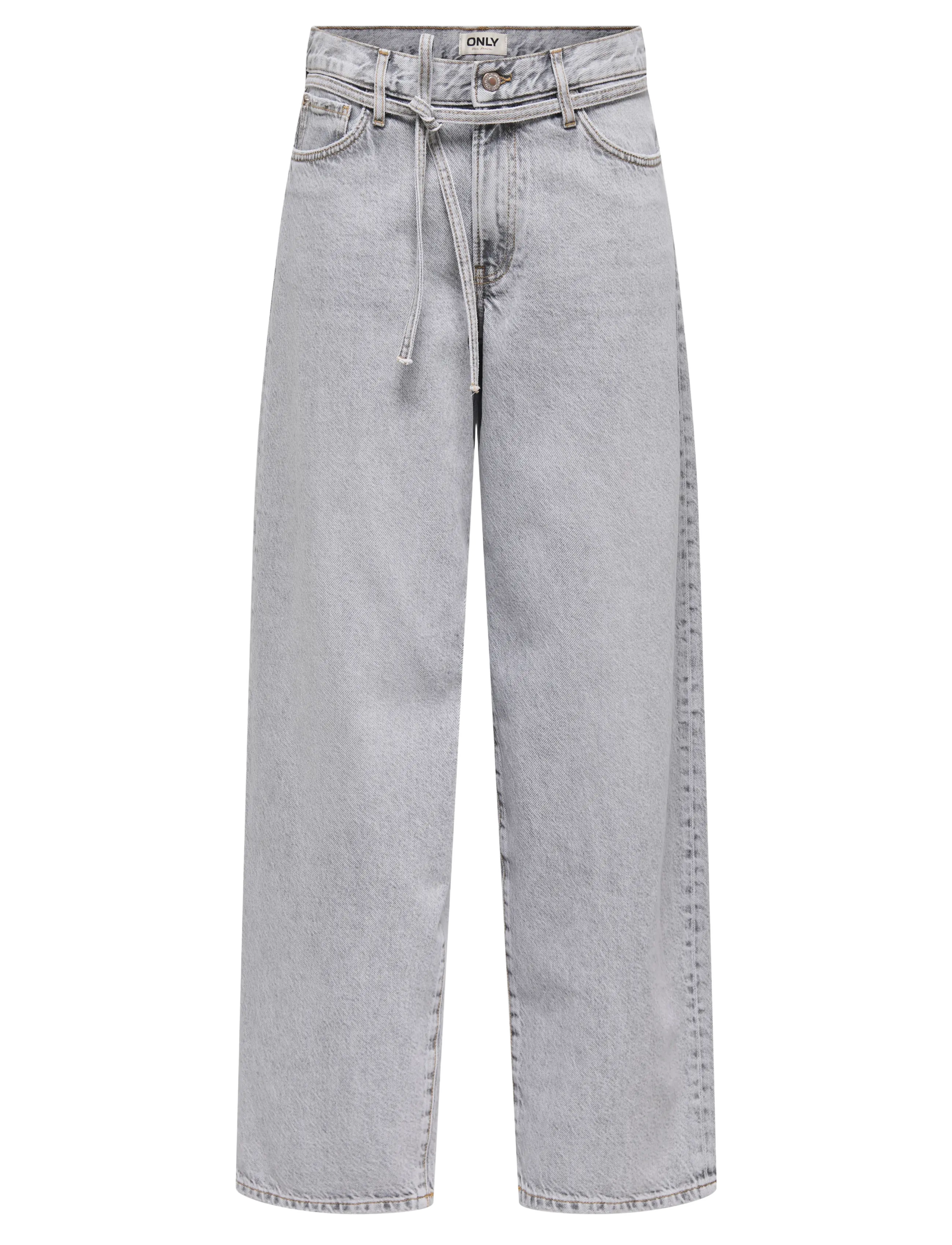 ONLY ONLGIANNA MW STR JEANS LG BLEACH DOT - Transitional Layering - LIGHT GREY DENIM / grey