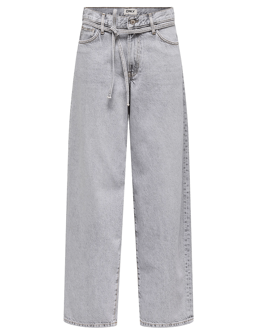 ONLY - ONLGIANNA MW STR JEANS LG BLEACH DOT - džinsa bikses ar taisnām starām - light grey denim - 0
