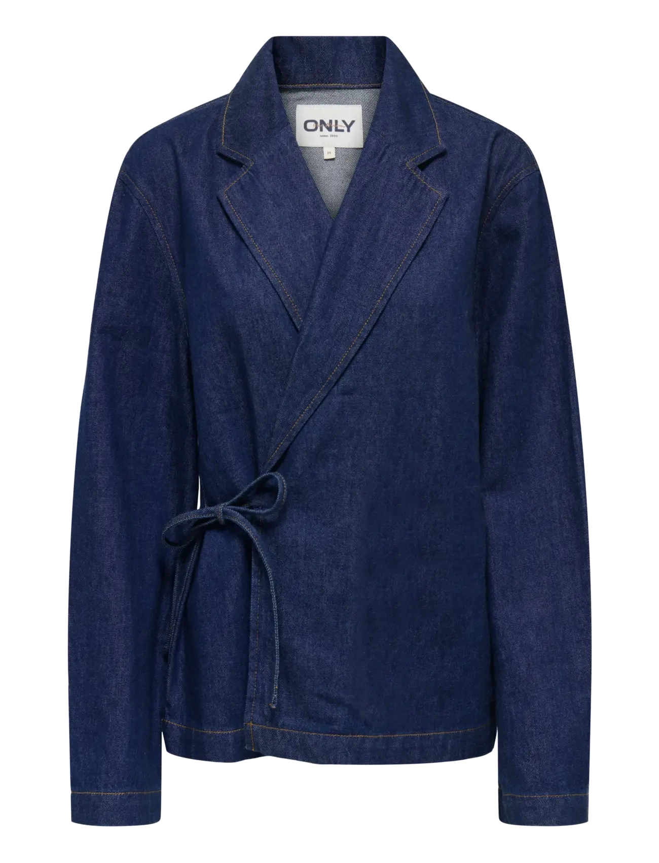 ONLY ONLELLIS L/S OVS DNM BOW TIE JACKET AKM - Jackor & Kappor - DARK BLUE DENIM / navy