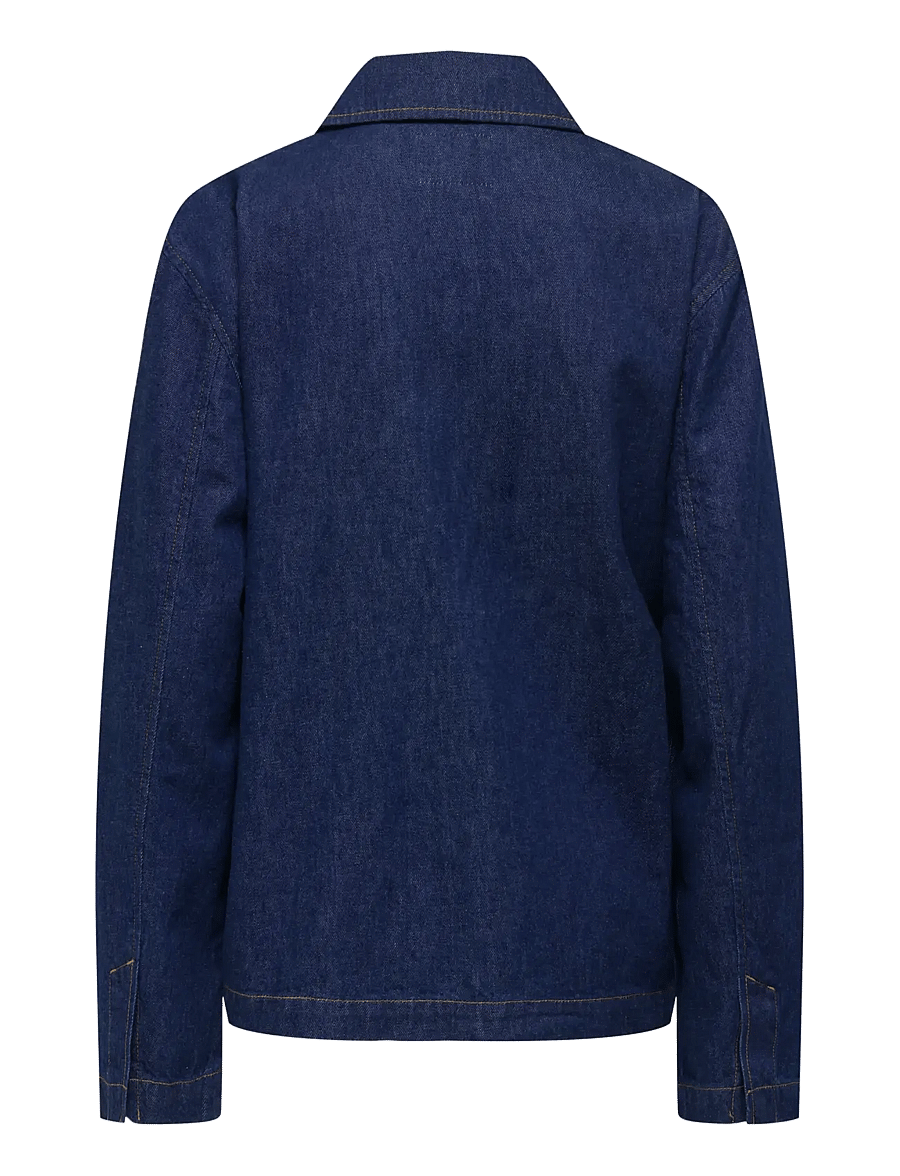 ONLY - ONLELLIS L/S OVS DNM BOW TIE JACKET AKM - forårsjakker - dark blue denim - 2